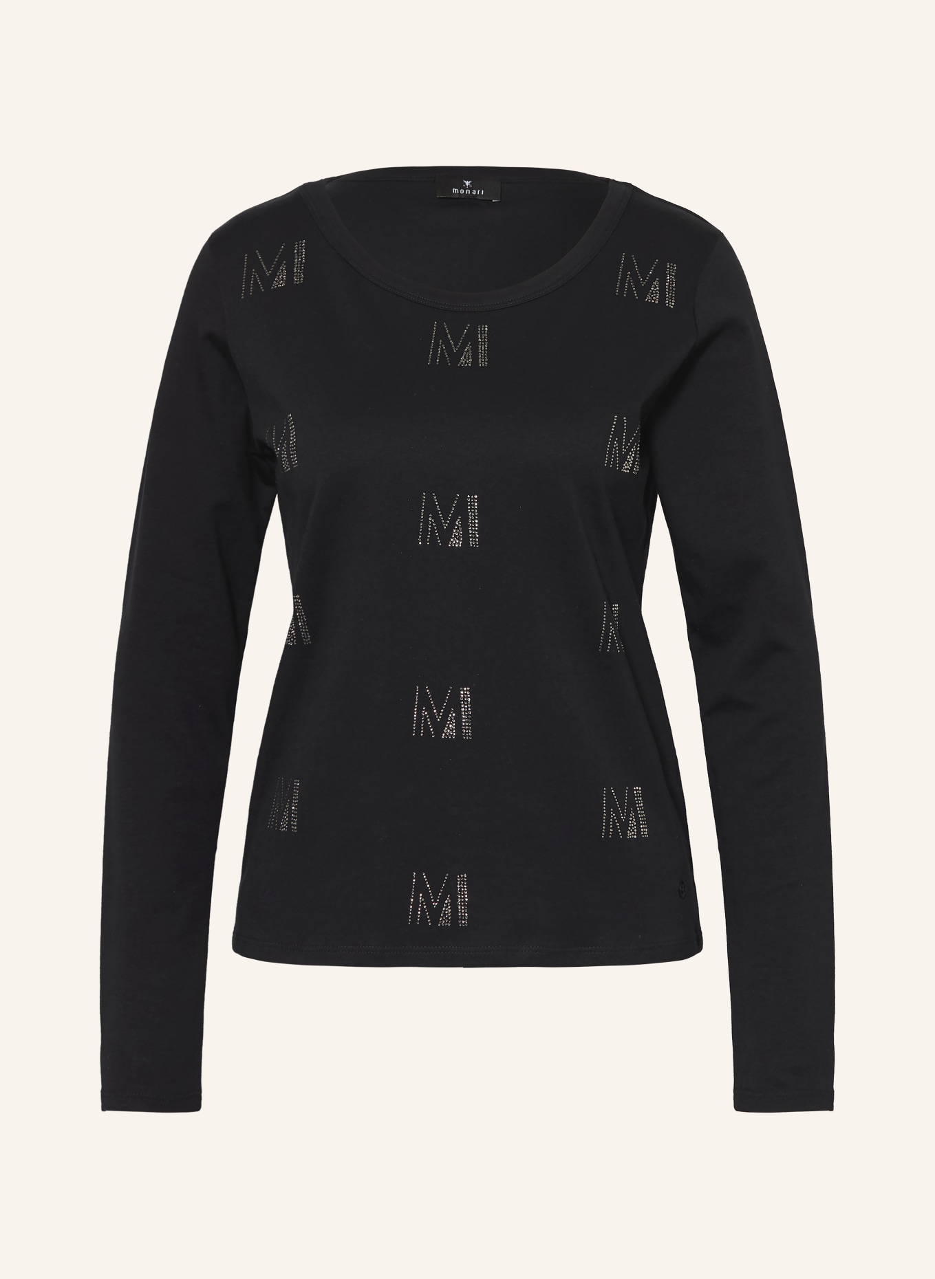 monari Dlouhé rukávy s ozdobnými kameny: ČERNÁ