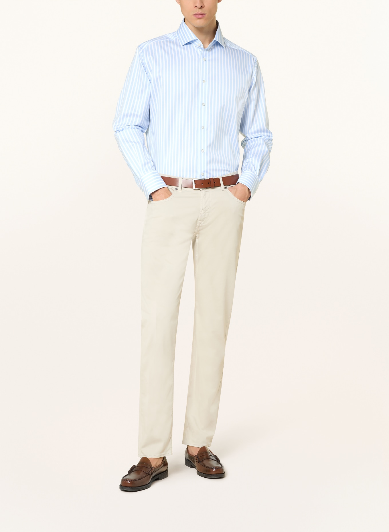 1863 by ETERNA Modern Fit Shirt: LIGHT BLUE / WHITE