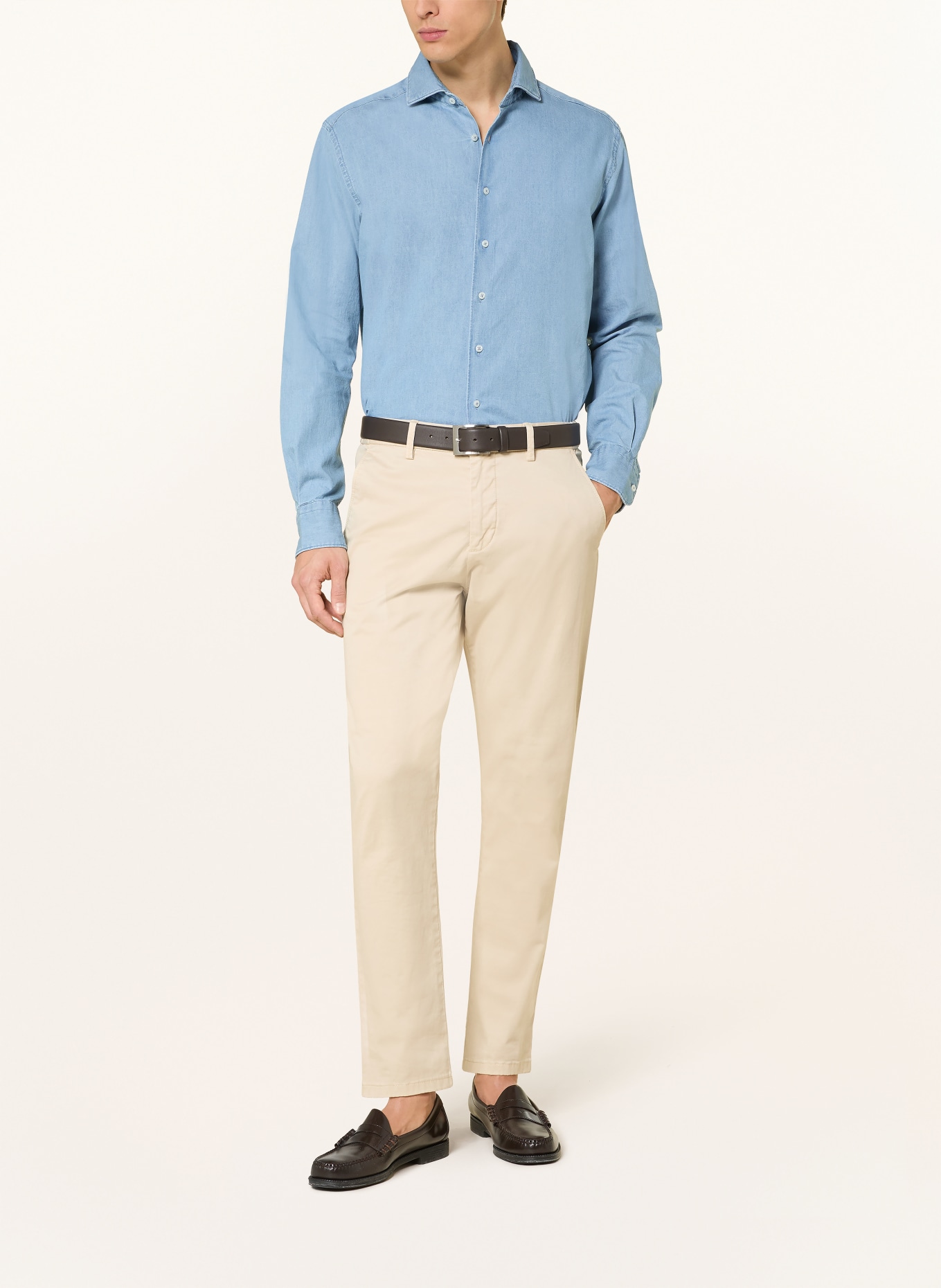 1863 by ETERNA Jeanshemd Modern Fit: HELLBLAU