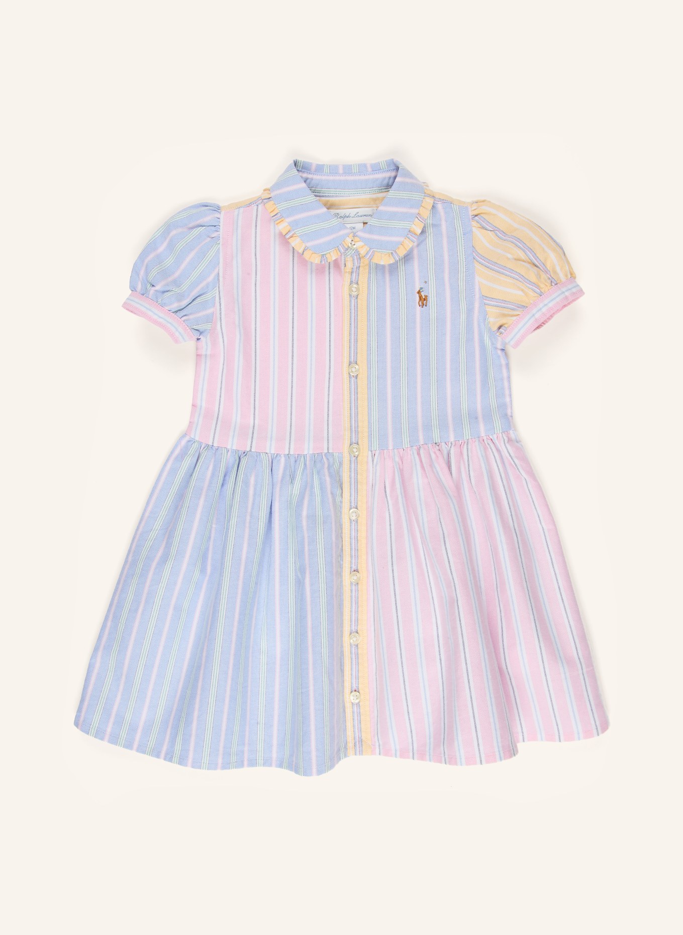 POLO RALPH LAUREN 2-tlg. Set: Hemdblusenkleid und Hose: HELLBLAU / ROSÉ / HELLGELB