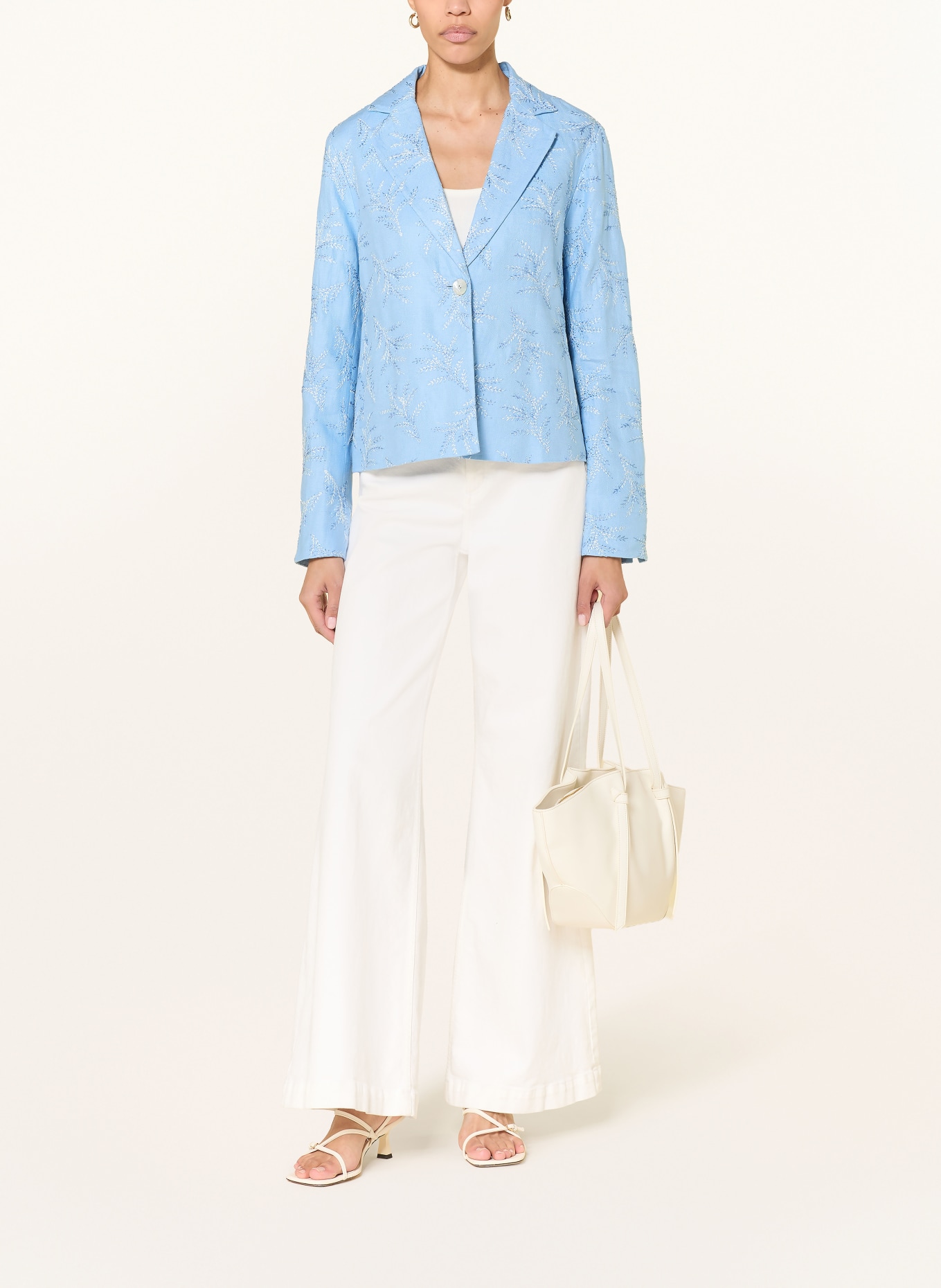 lilienfels Blazer mit Leinen: HELLBLAU / WEISS