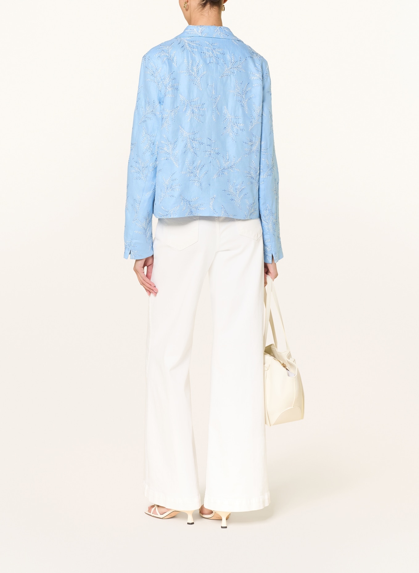 lilienfels Blazer mit Leinen: HELLBLAU / WEISS