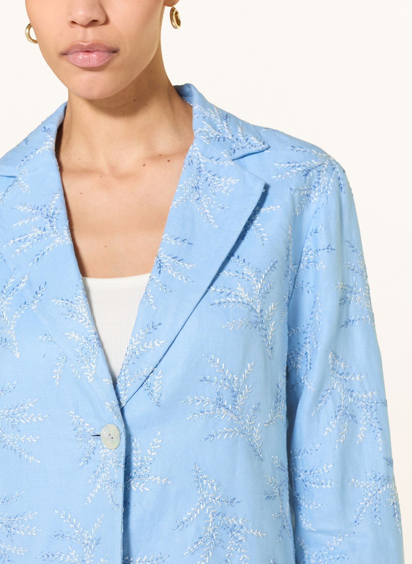 lilienfels Blazer mit Leinen: HELLBLAU / WEISS
