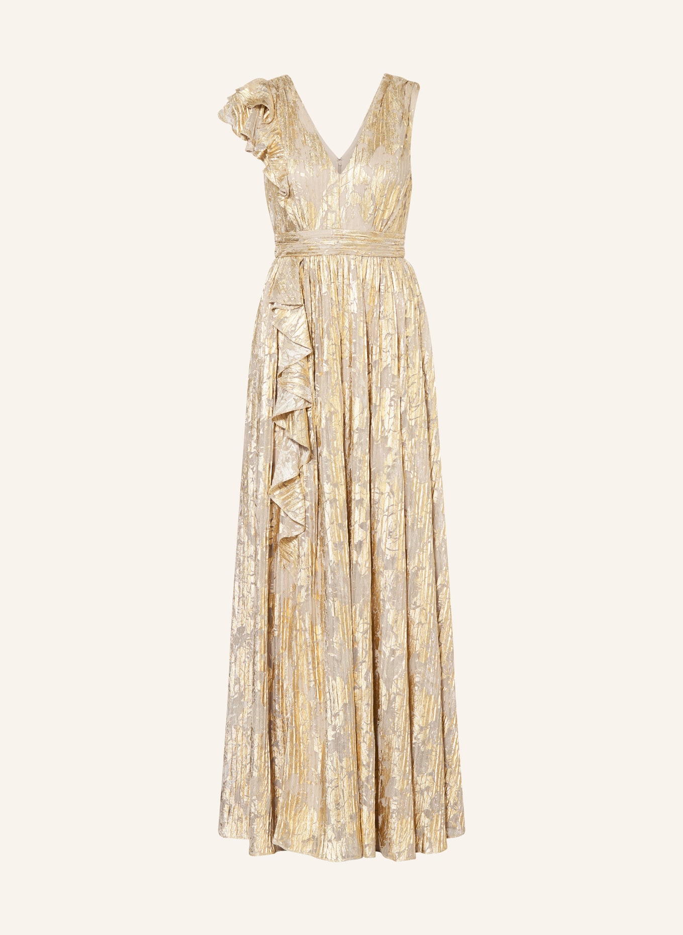 ADRIANNA PAPELL Suknia wieczorowa z brokatową przędzą: KREMOWY / ZŁOTY