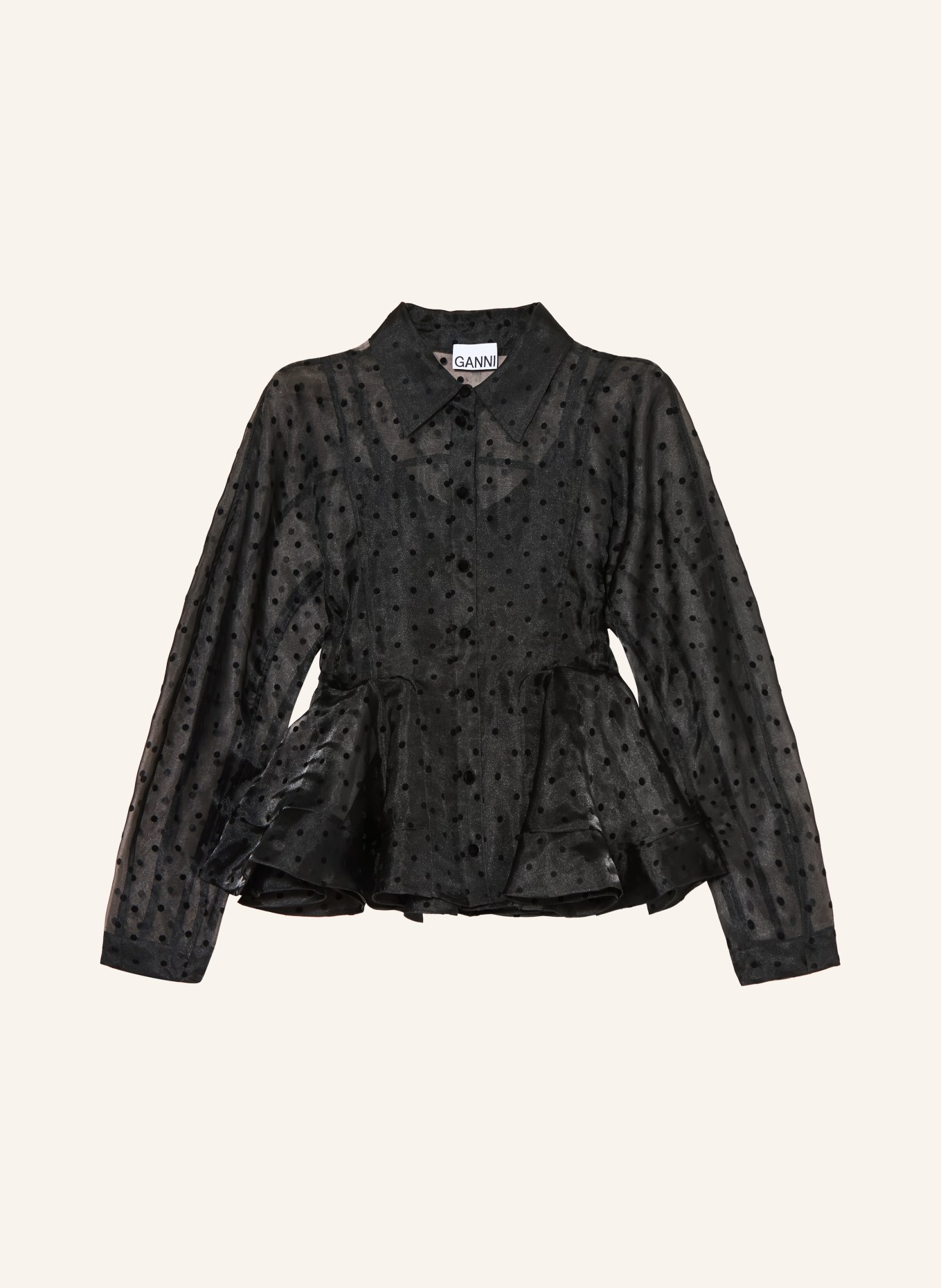GANNI overhemdblouse: ZWART