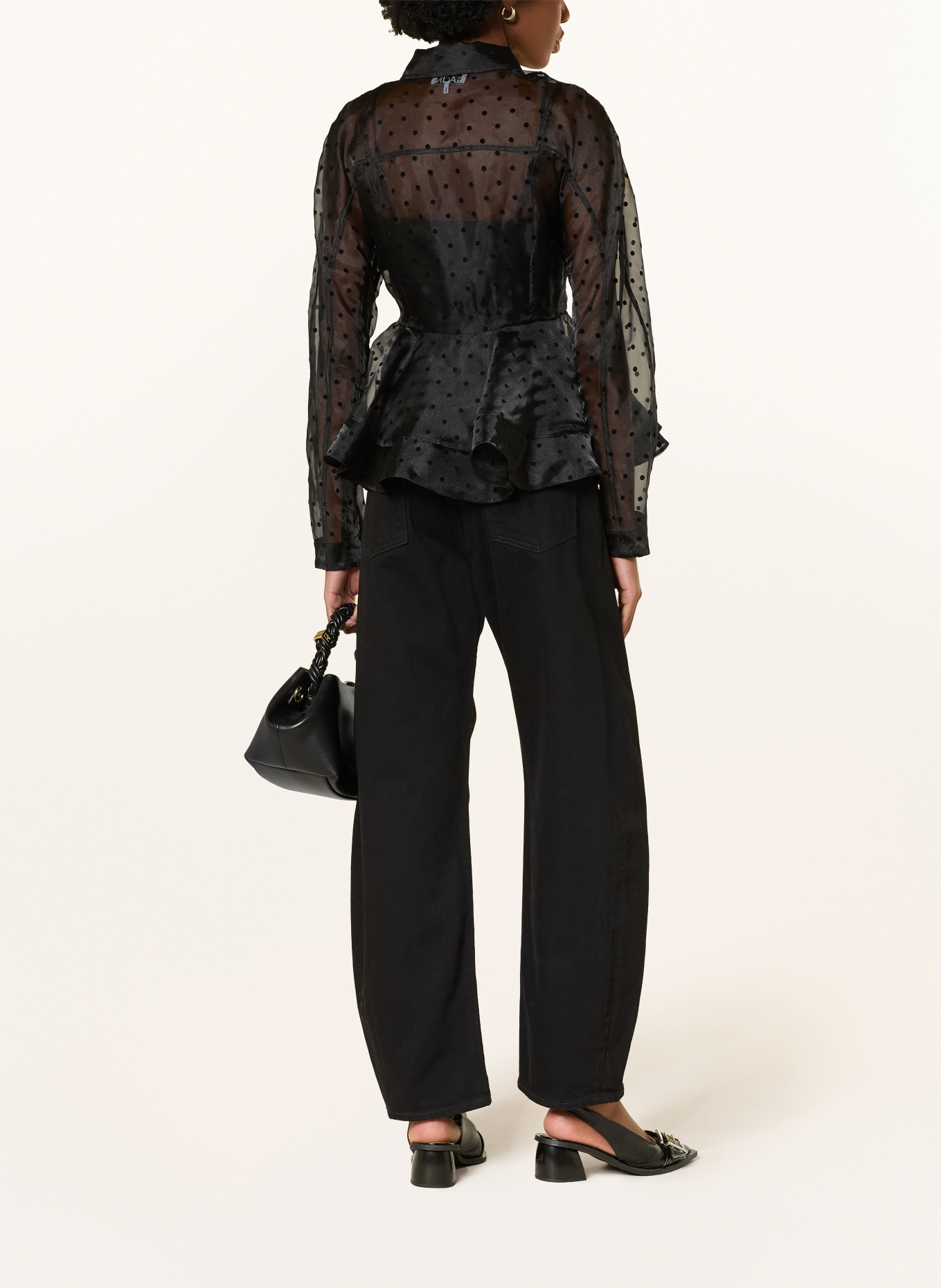 GANNI overhemdblouse: ZWART