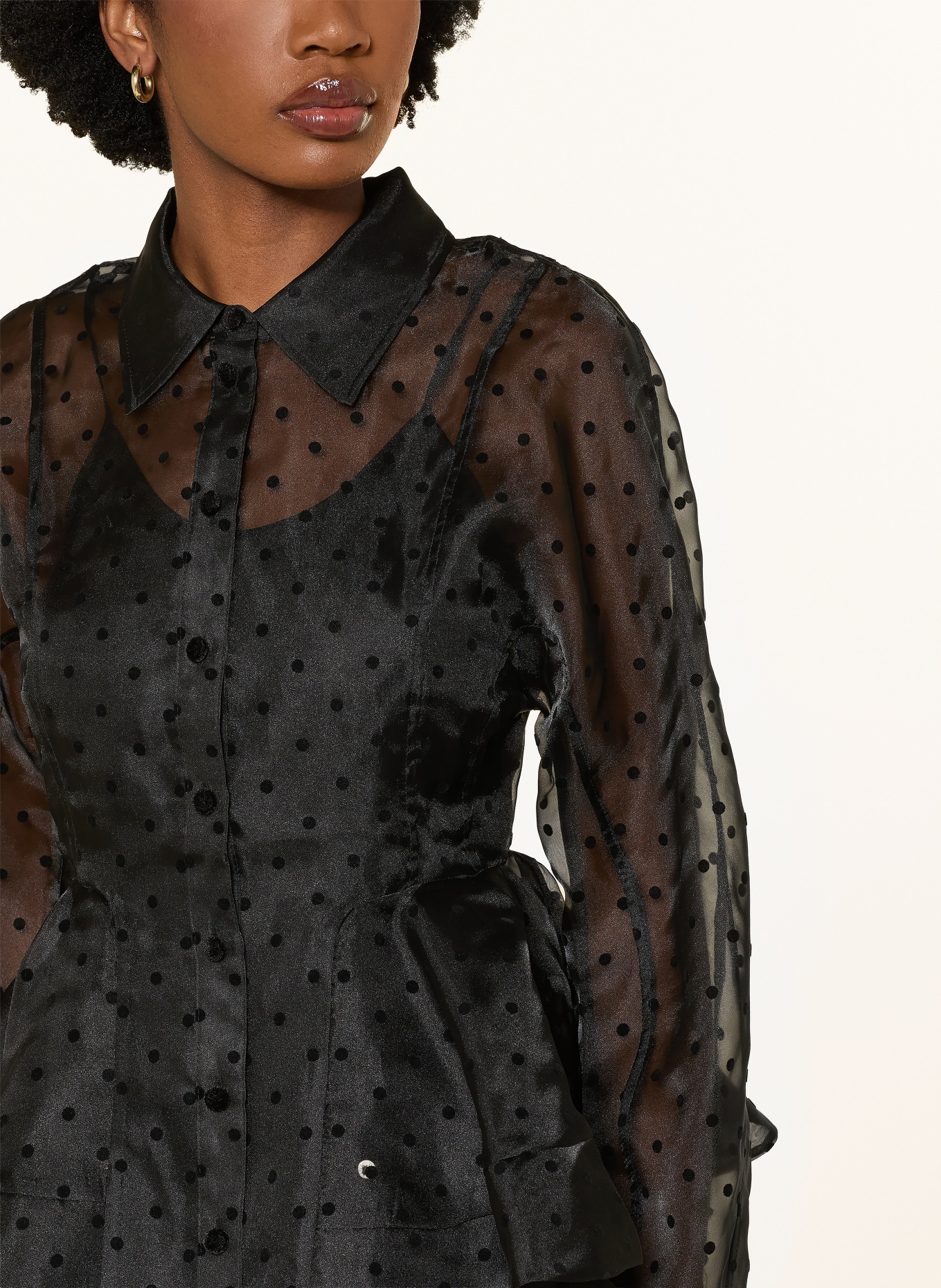 GANNI overhemdblouse: ZWART