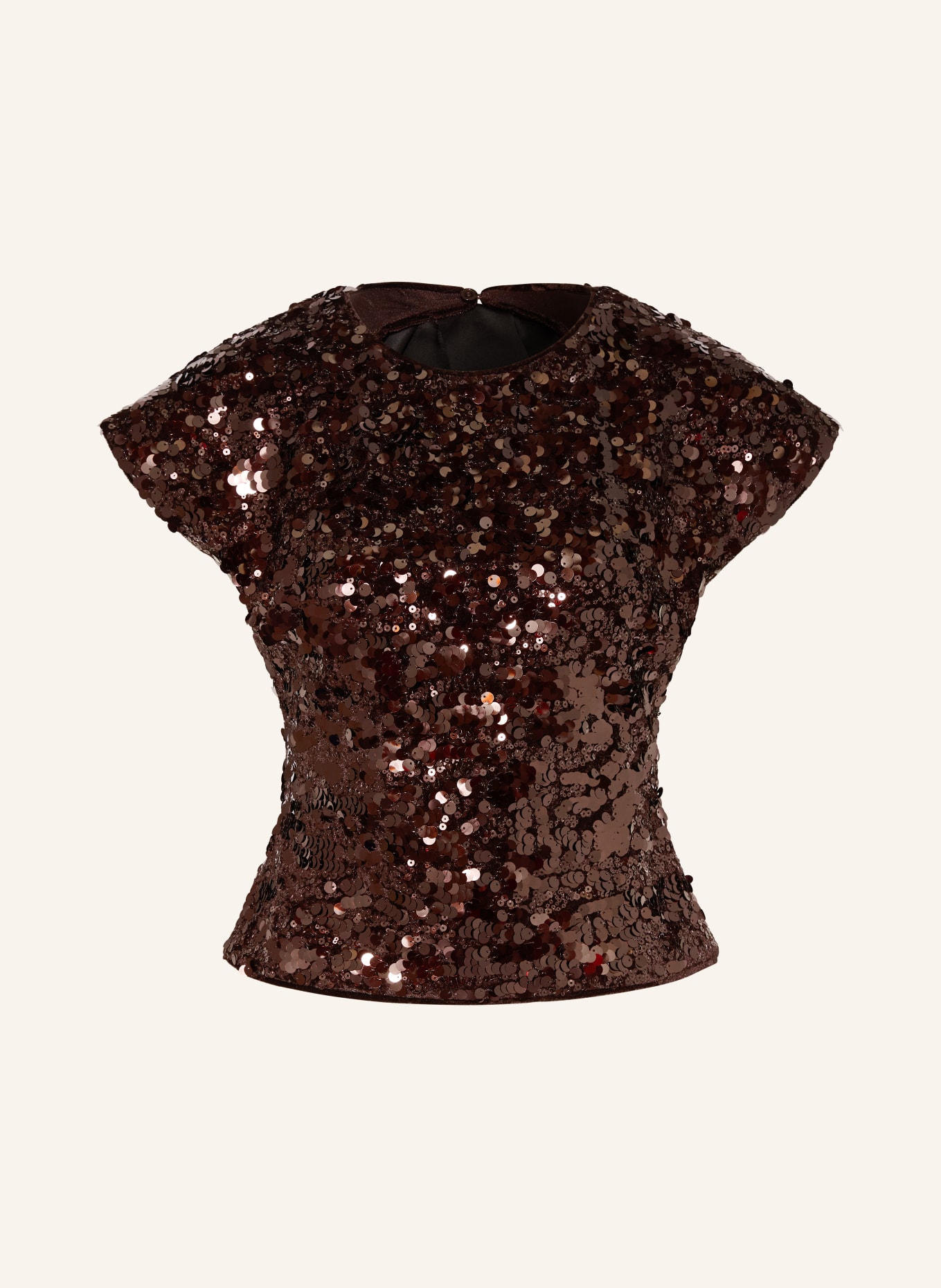 GANNI Svetrová košile z sametu s flitry: TMAVĚ HNĚDÁ