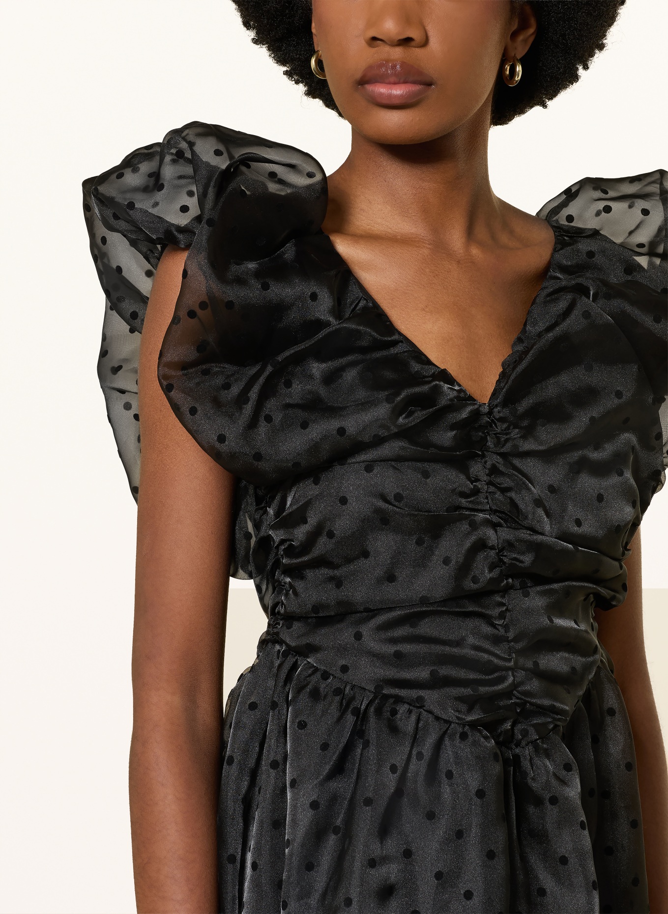 GANNI Dress with ruffles: BLACK