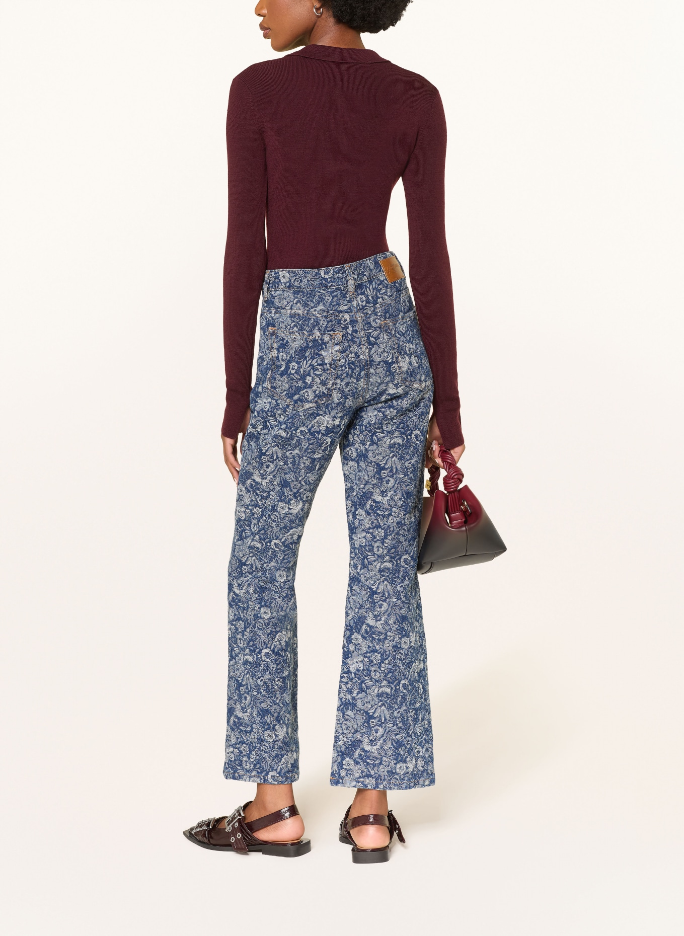 GANNI Strick-Poloshirt: DUNKELROT