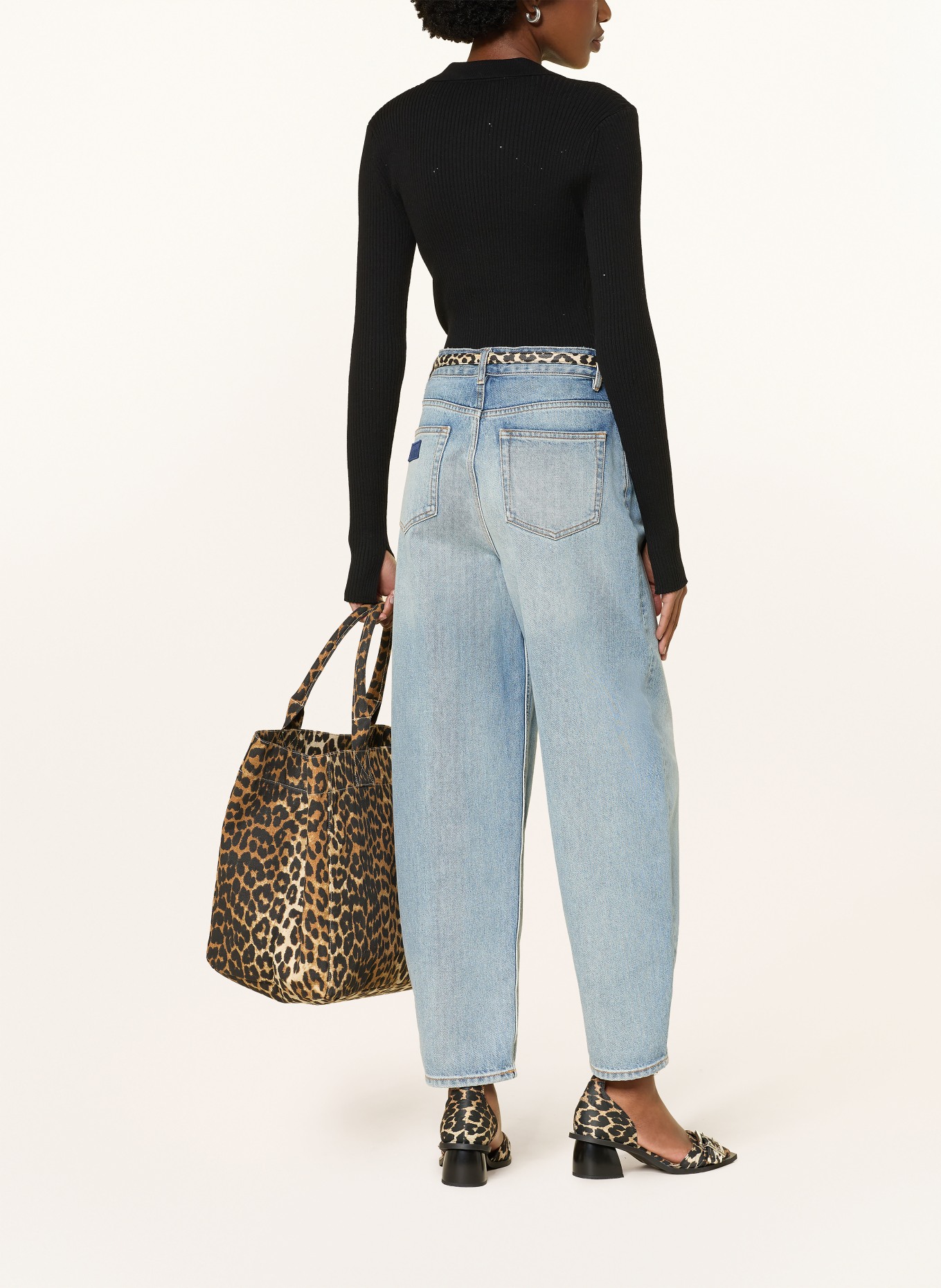 GANNI Knitted polo shirt with sequins: BLACK