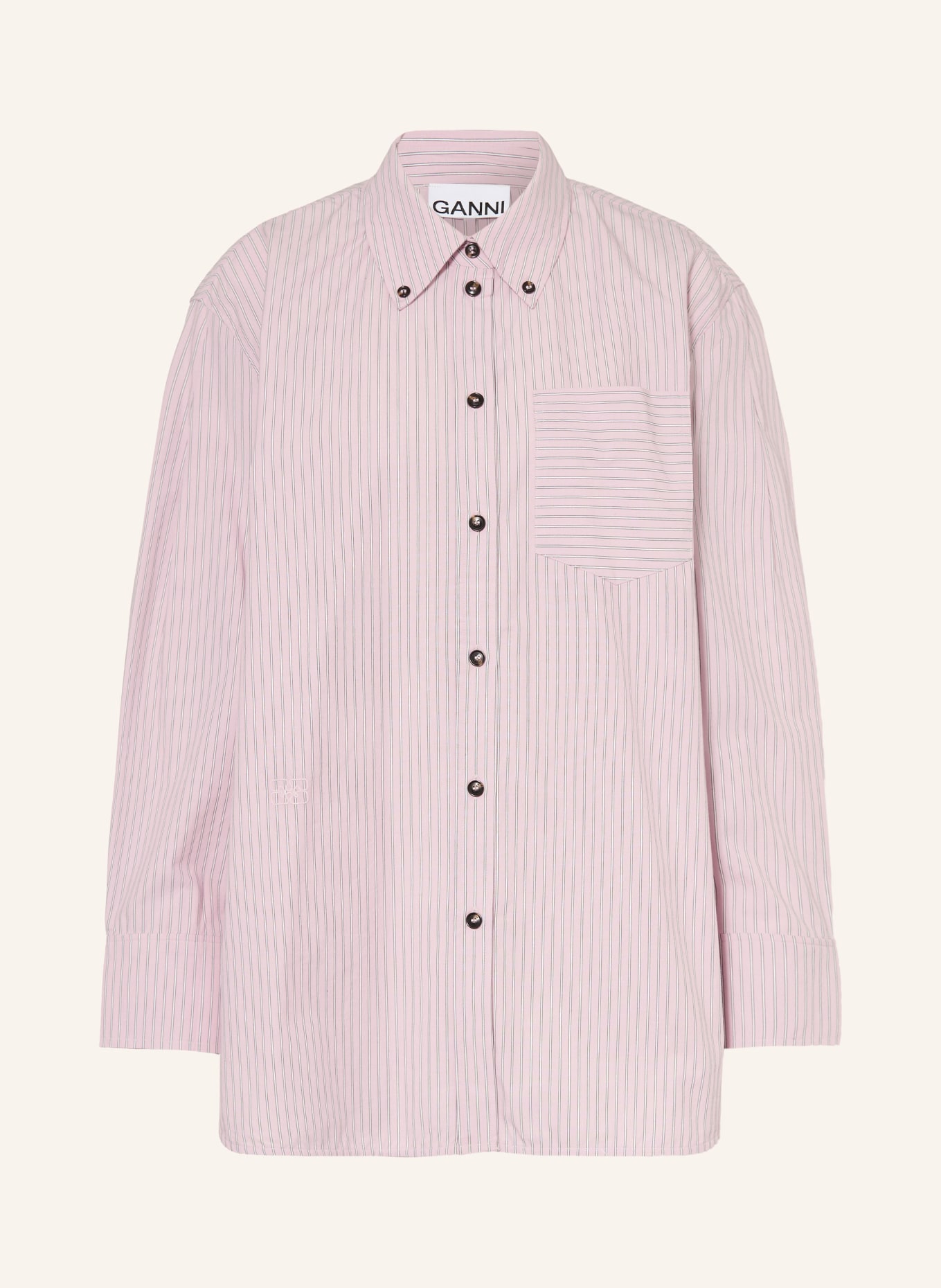 GANNI košile: RŮŽOVÁ / BÍLÁ