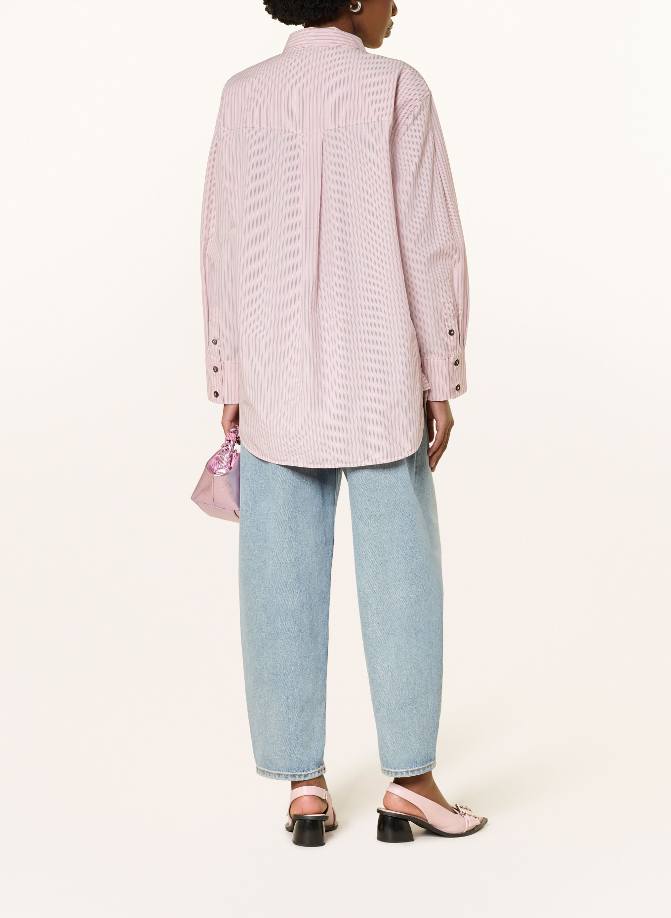 GANNI košile: RŮŽOVÁ / BÍLÁ