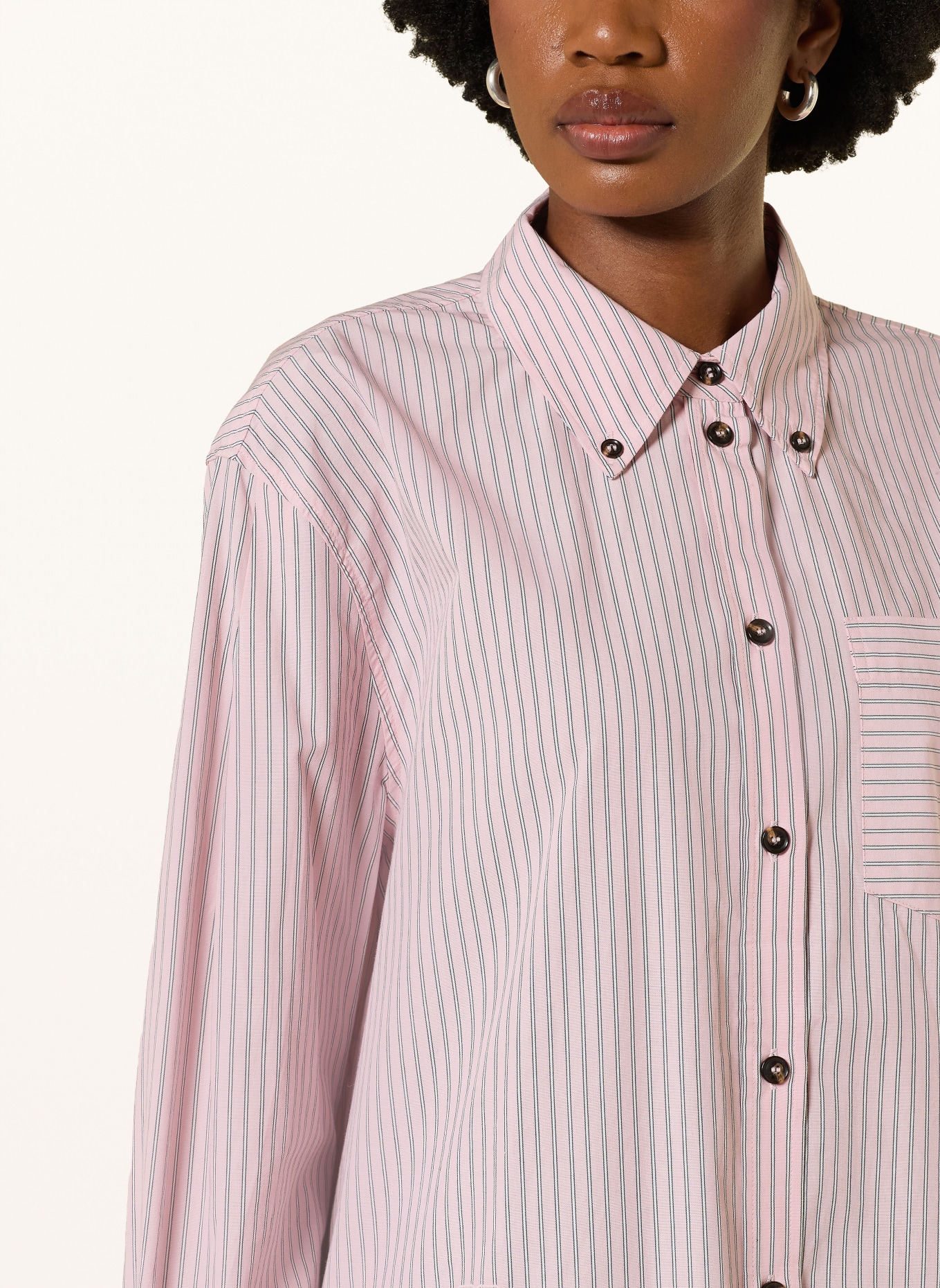 GANNI košile: RŮŽOVÁ / BÍLÁ