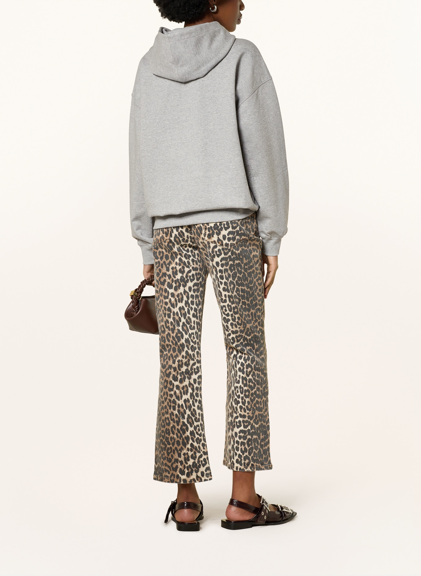 GANNI Hoodie: GRAU / ROT / DUNKELORANGE