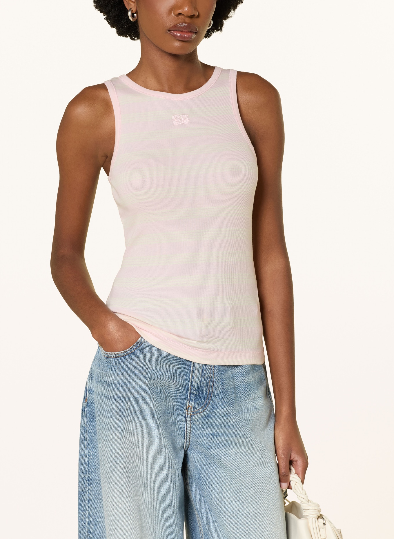 GANNI Top: PINK / BEIGE