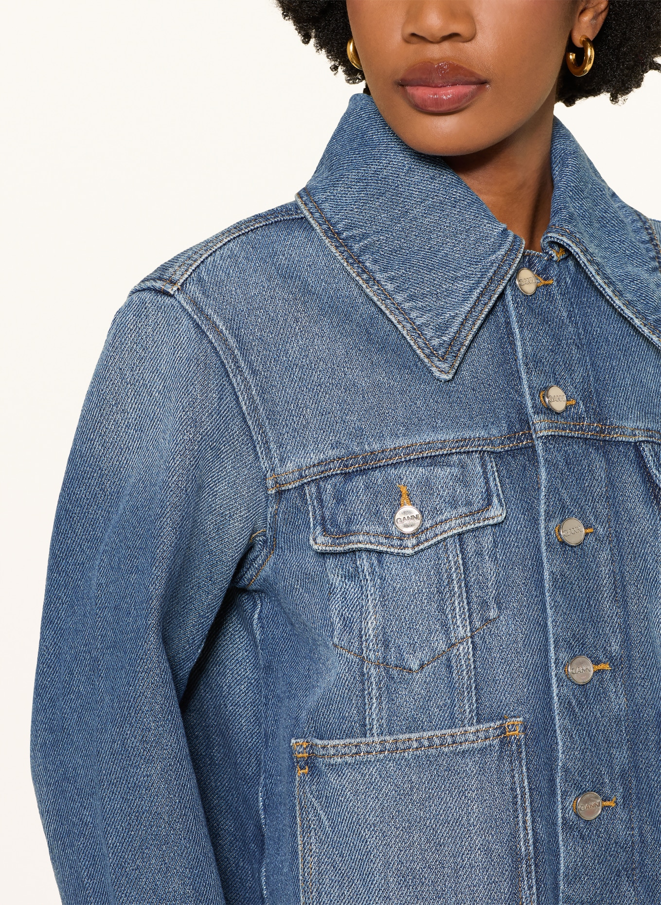GANNI denim jacket: 569 Dark Blue Vintage
