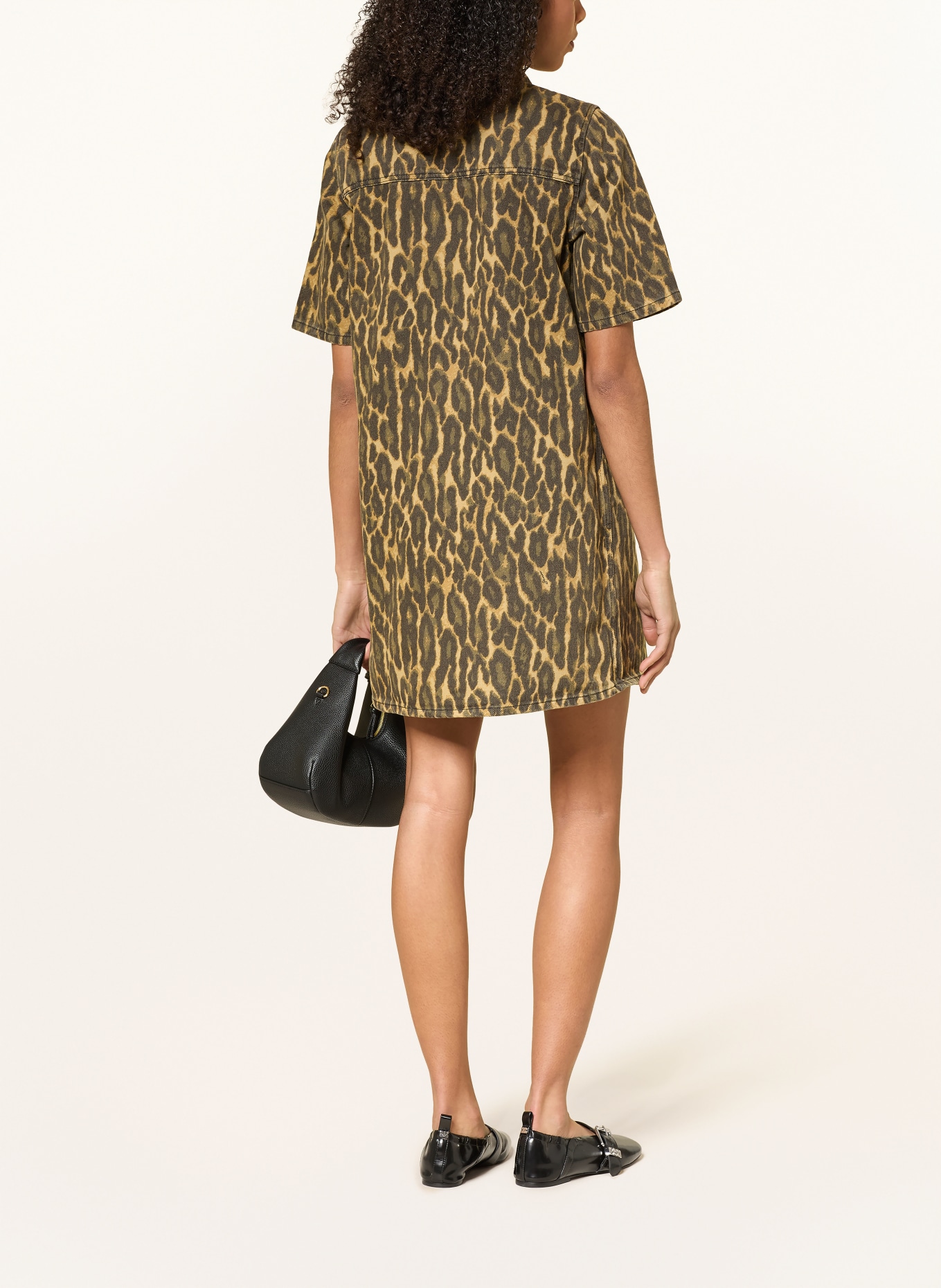 GANNI robe en jean: MARRON FONCÉ / JAUNE FONCÉ / KAKI