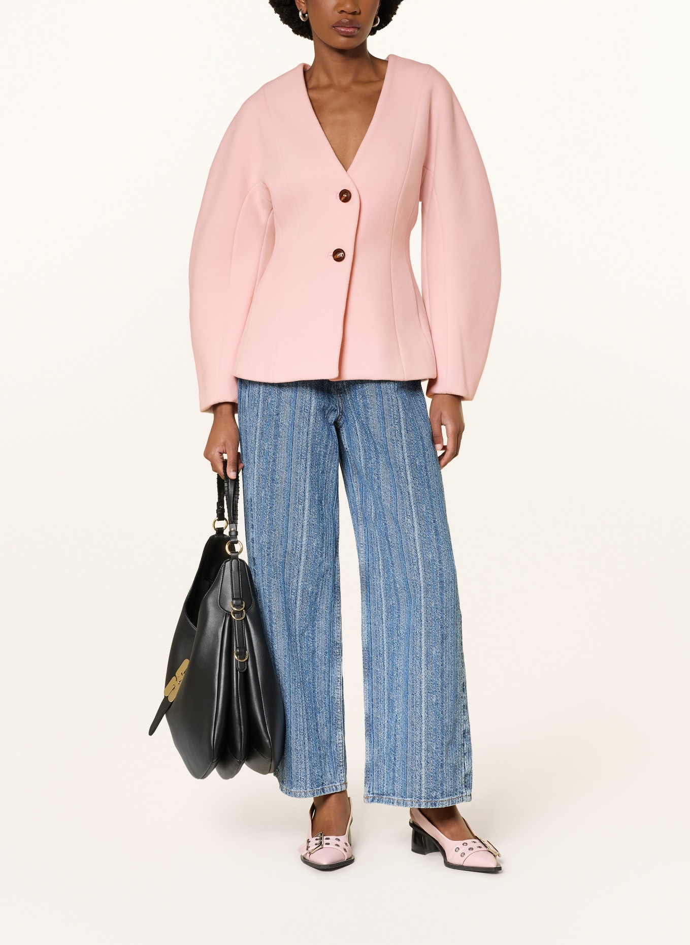 GANNI blazer: LIGHT PINK