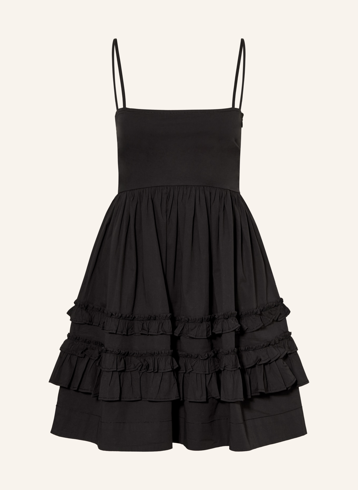 GANNI Dress with ruffles: BLACK