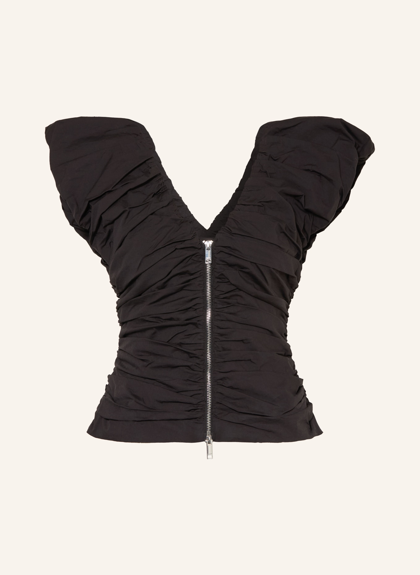 GANNI blouse top: BLACK / SILVER