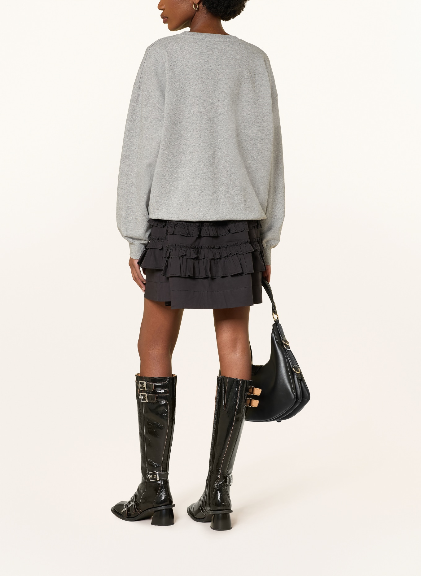 GANNI MARGOT sweatshirt: GRAY / TAUPE / RED