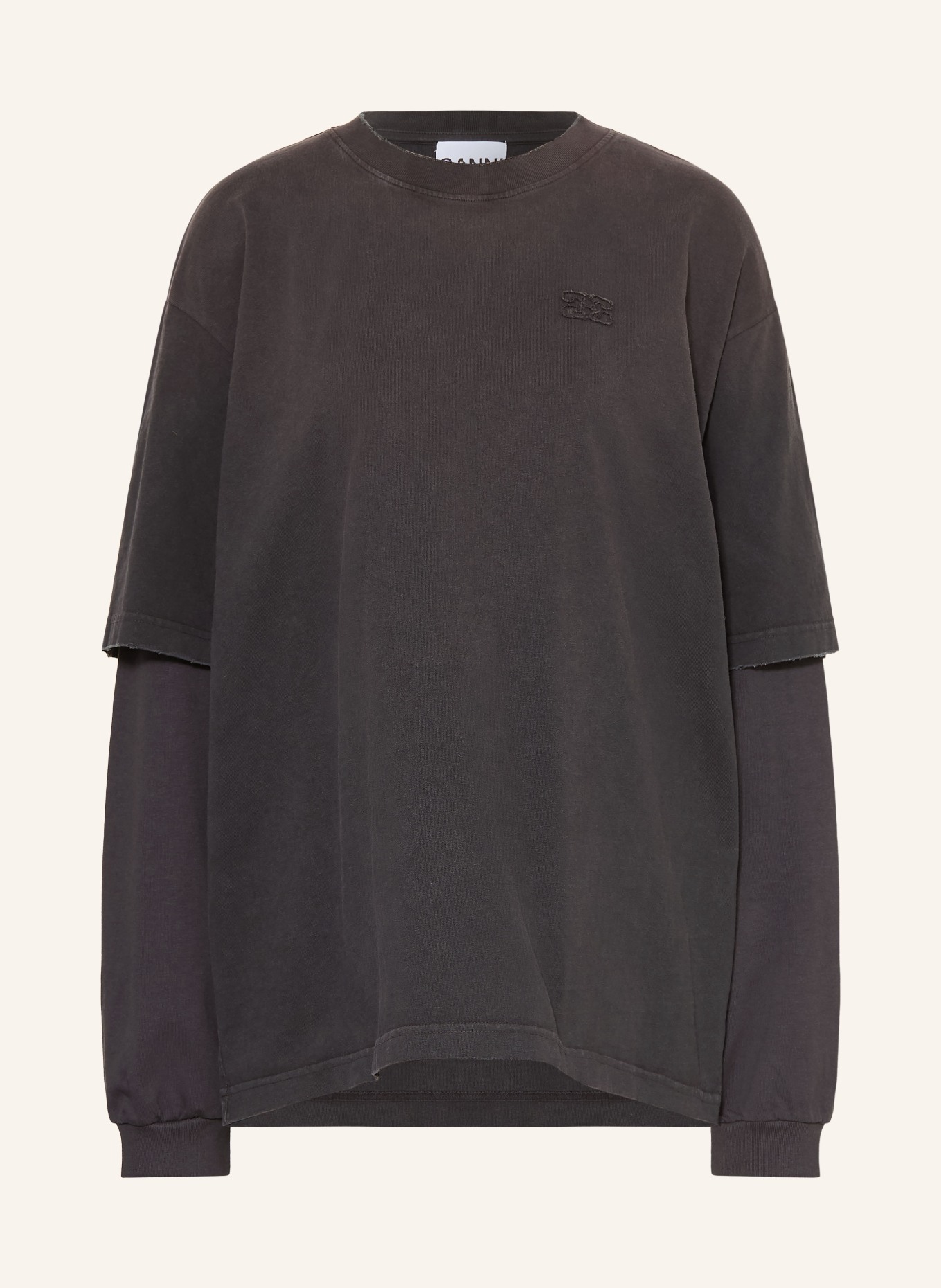 GANNI T-shirt à manches longues oversize: GRIS FONCÉ