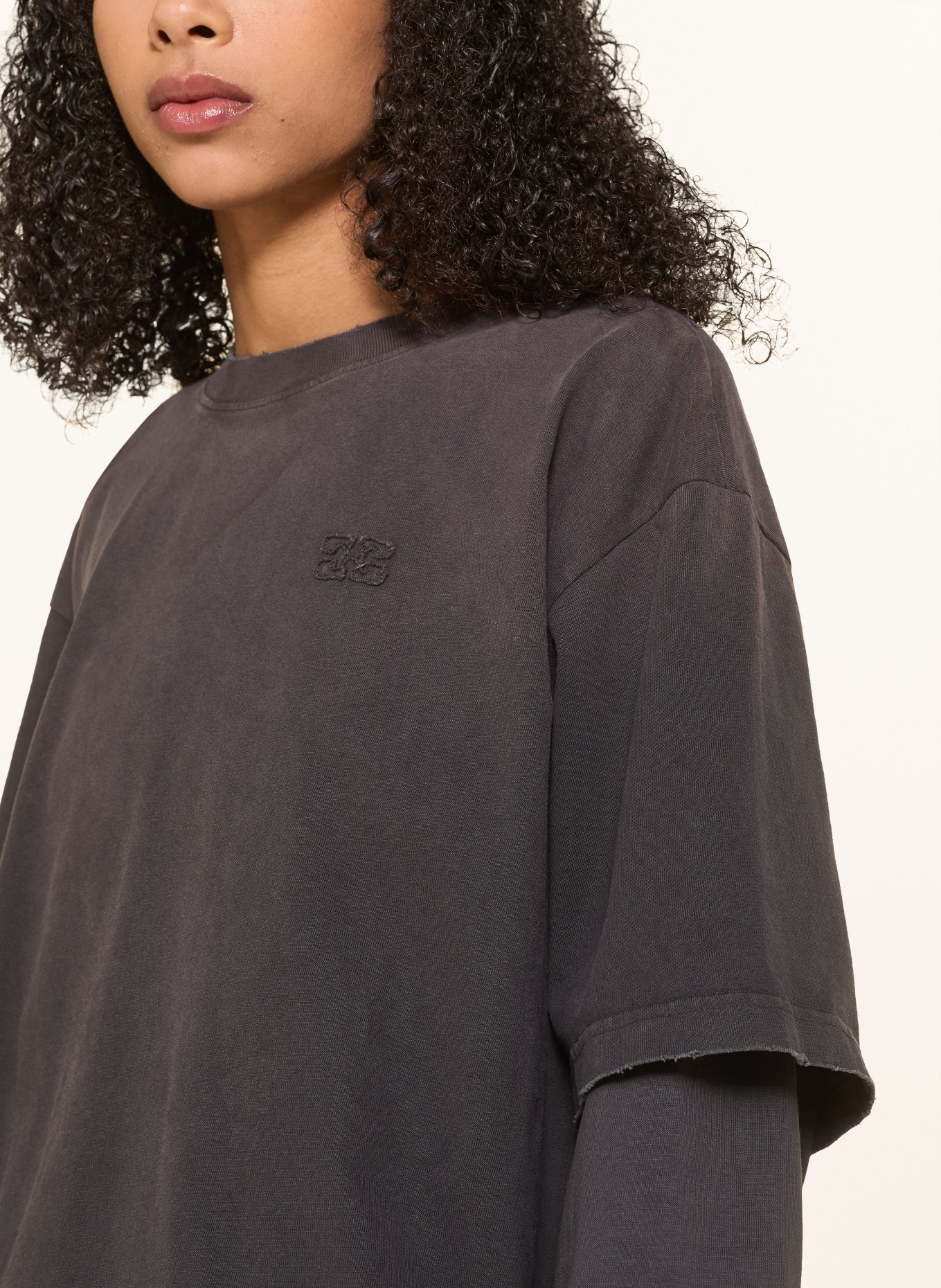 GANNI T-shirt à manches longues oversize: GRIS FONCÉ
