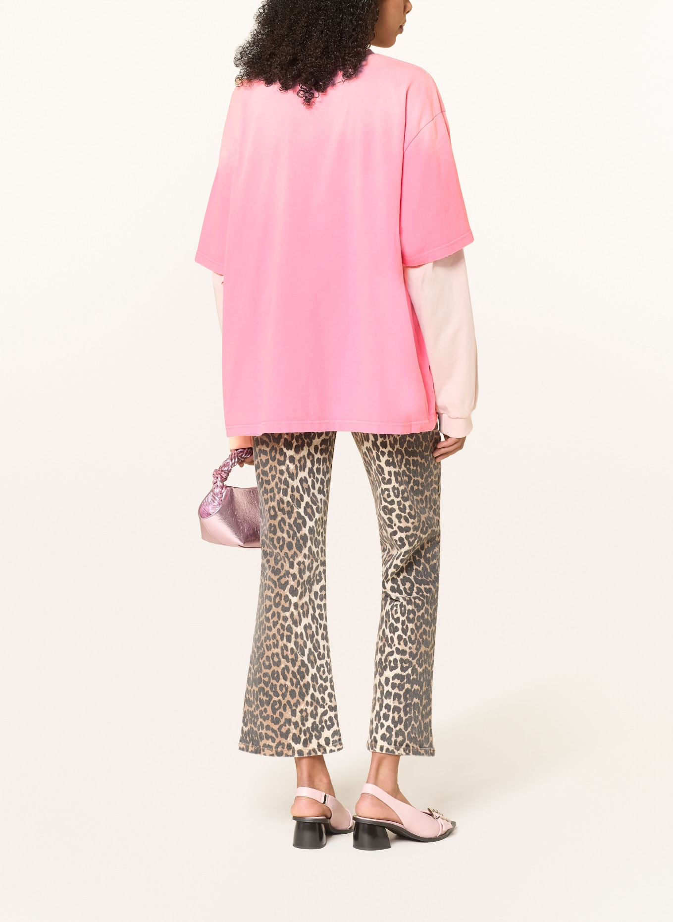 GANNI T-shirt à manches longues oversize: ROSE FUCHSIA