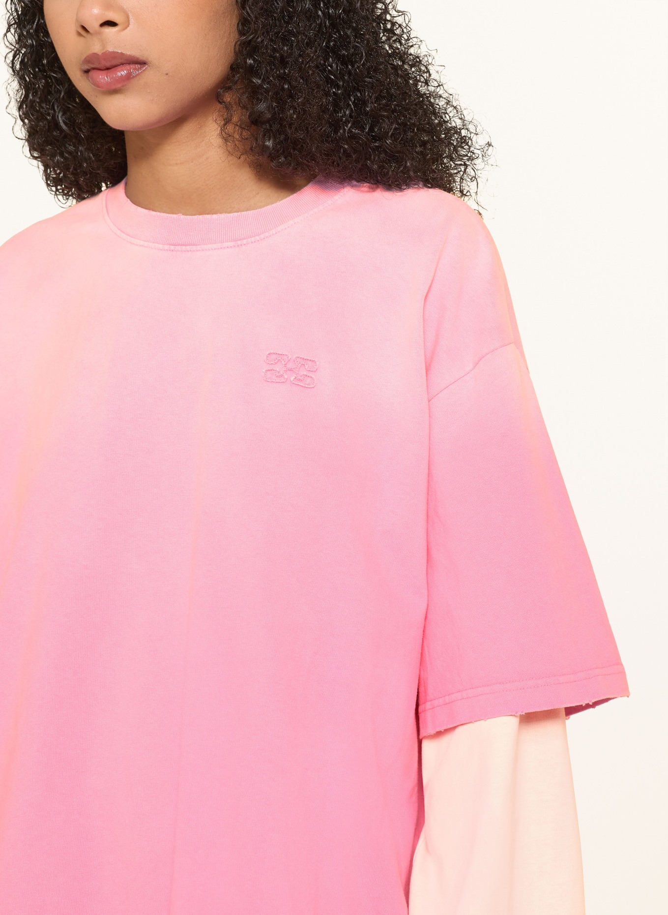 GANNI T-shirt à manches longues oversize: ROSE FUCHSIA