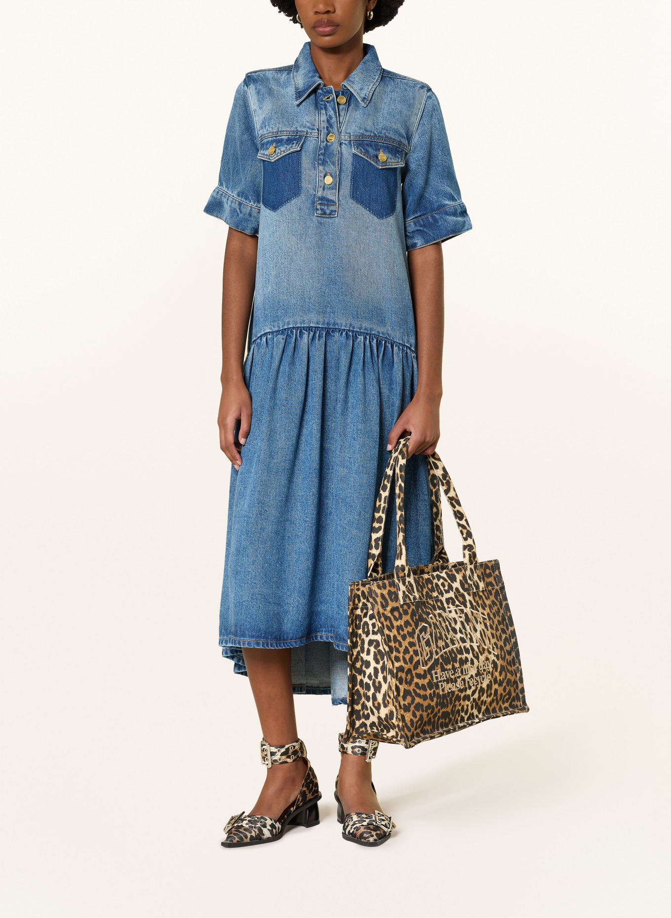 GANNI Denim-look dress: BLUE