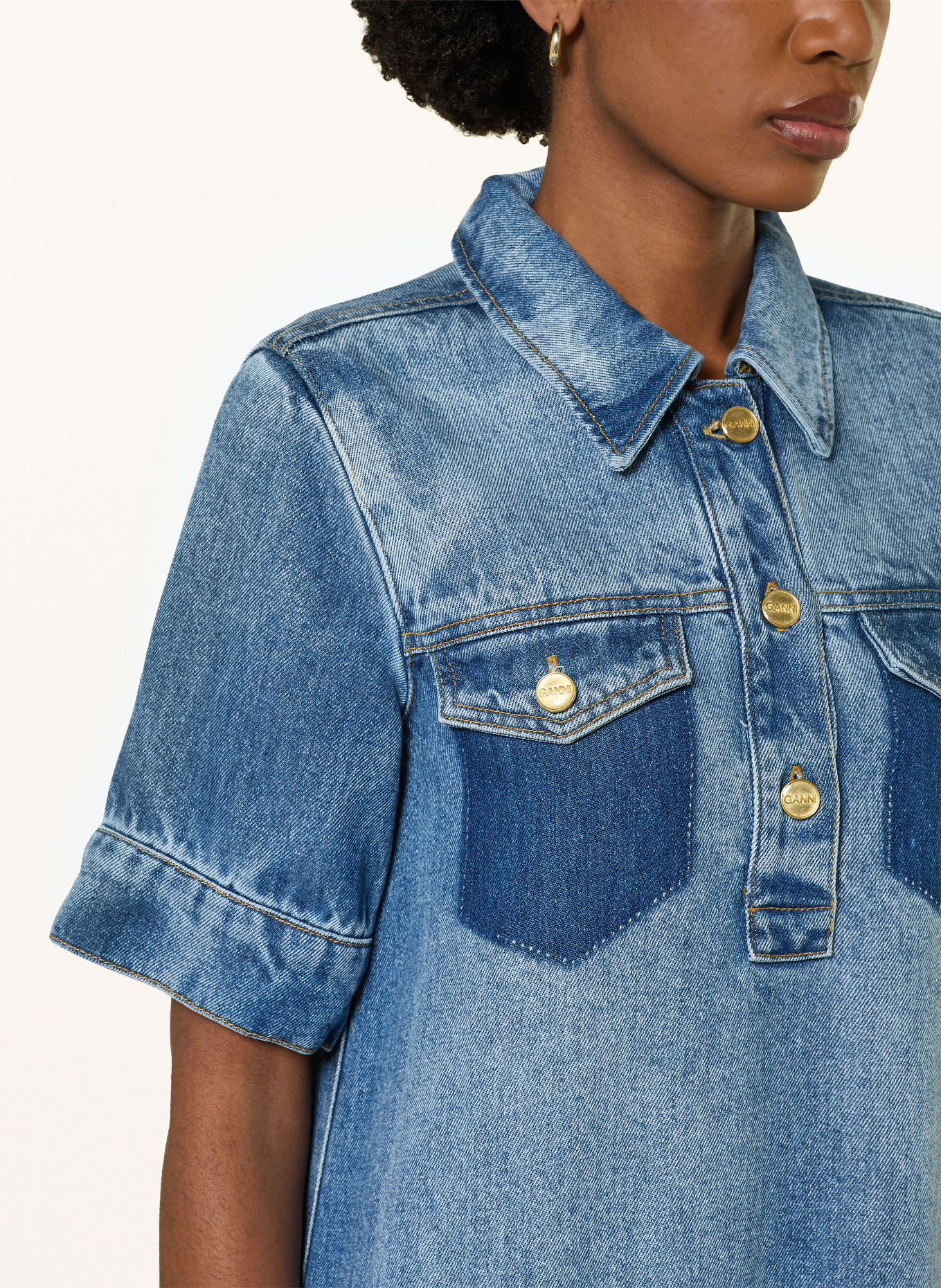 GANNI Denim-look dress: BLUE
