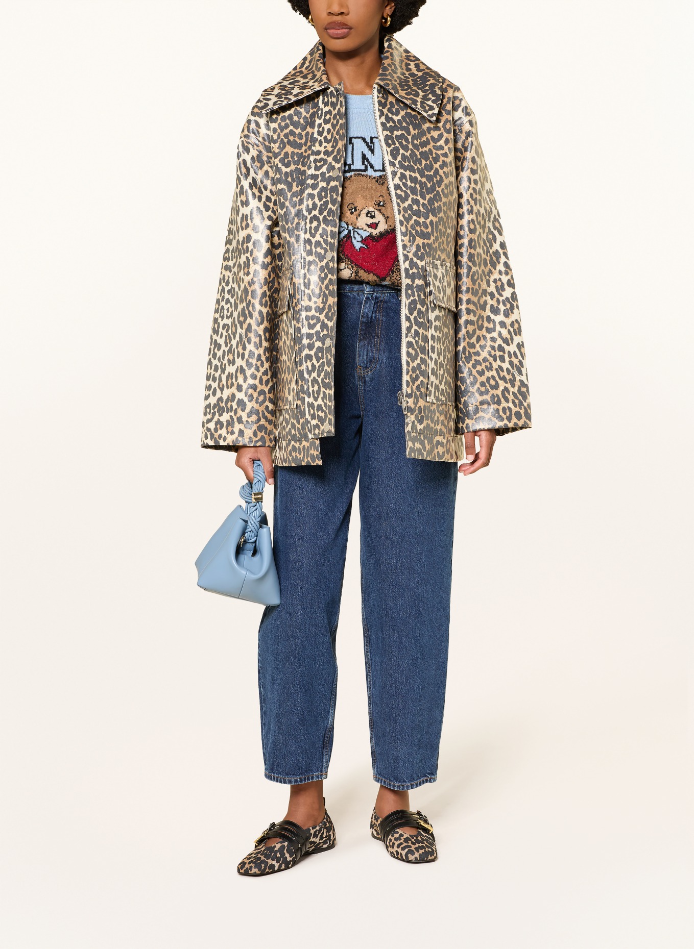 GANNI Jacke: BEIGE / DUNKELBRAUN