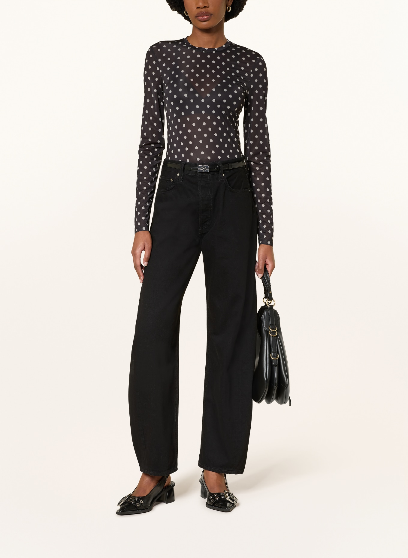 GANNI Dlouhé rukávy: ČERNÁ / BÍLÁ