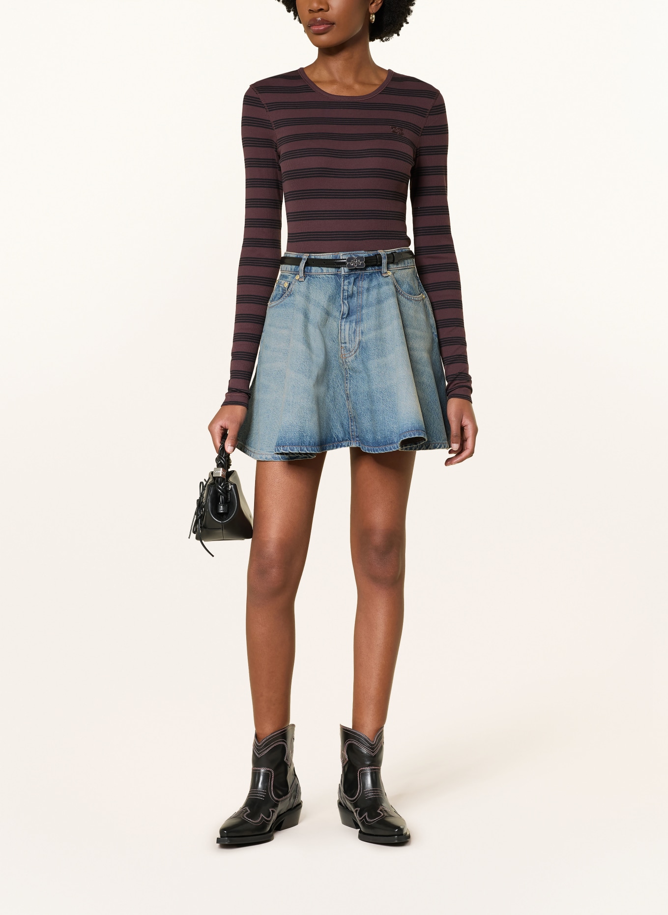 GANNI džínová sukně: MODRÁ / VELBLOUDÍ