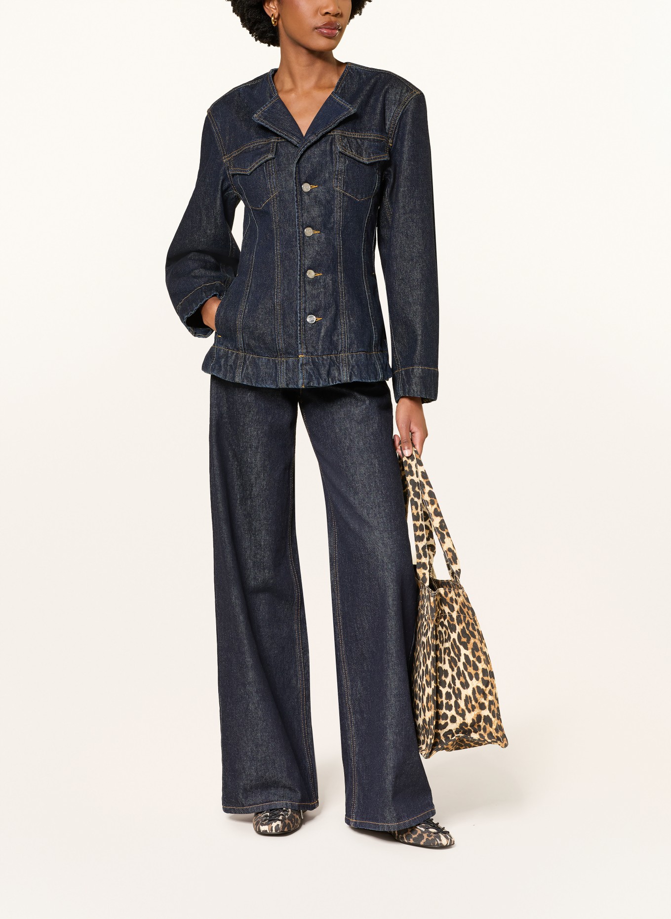 GANNI džínové sako: TMAVĚ MODRÁ