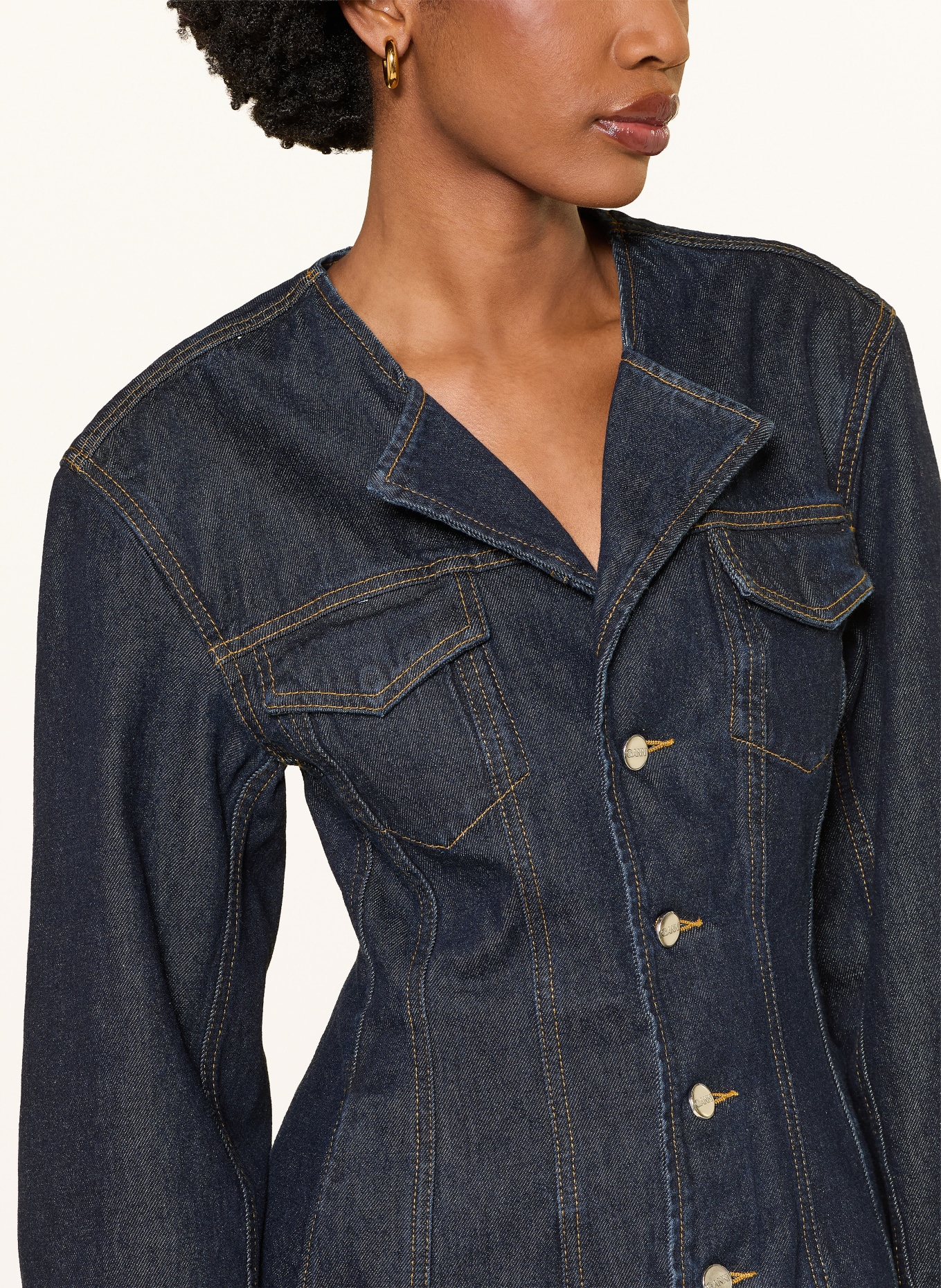 GANNI džínové sako: TMAVĚ MODRÁ