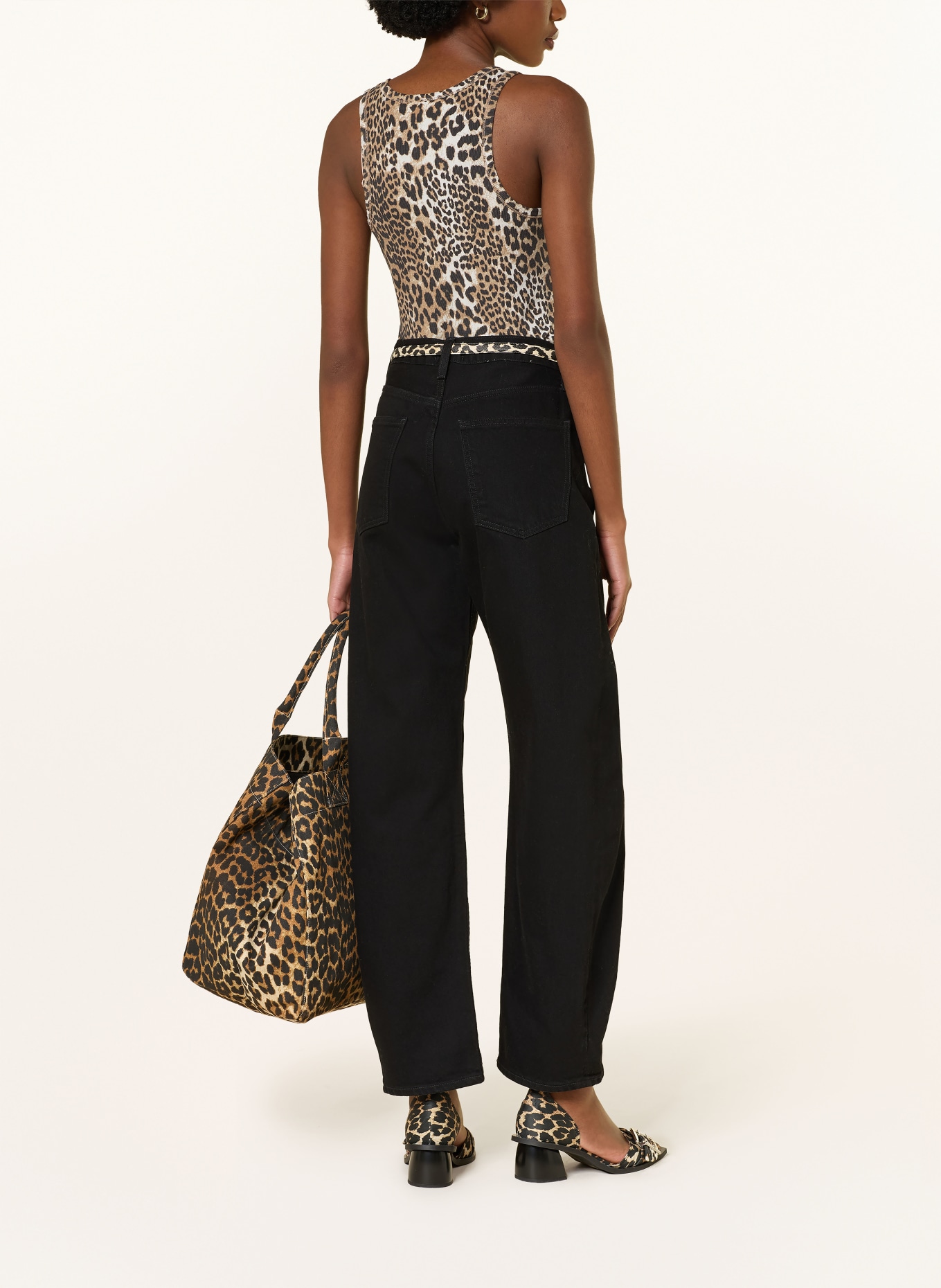 GANNI Top: BROWN / BEIGE / BLACK