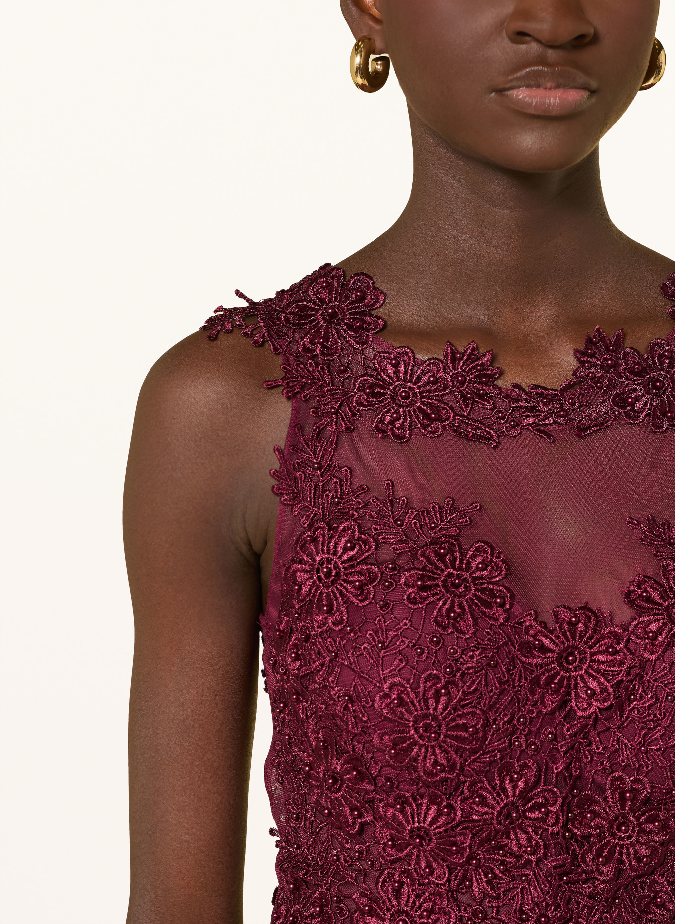 APART Evening gown with lace: DARK RED
