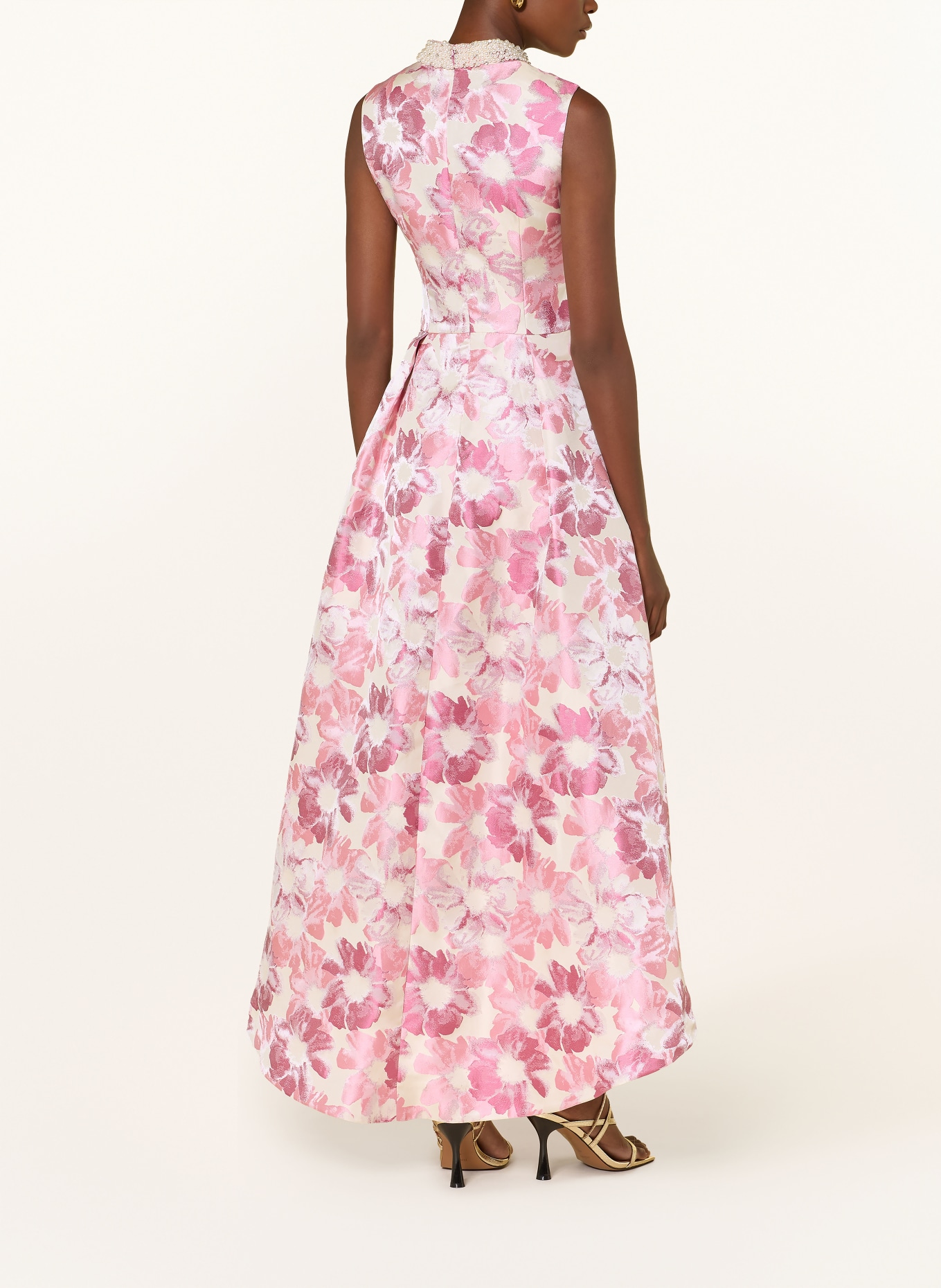 APART Cocktail dress with decorative pearls: LIGHT RED / CREAM