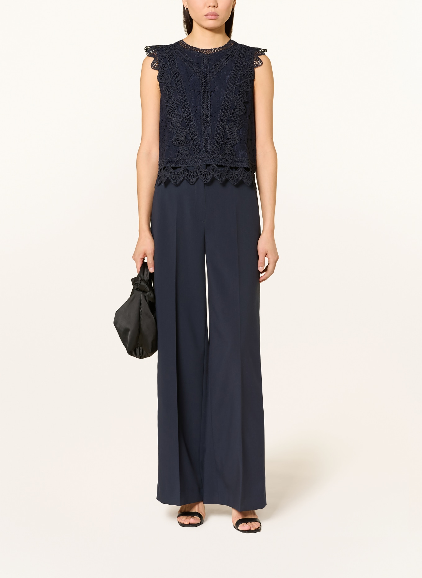 APART koszulka z koronką: GRANATOWY