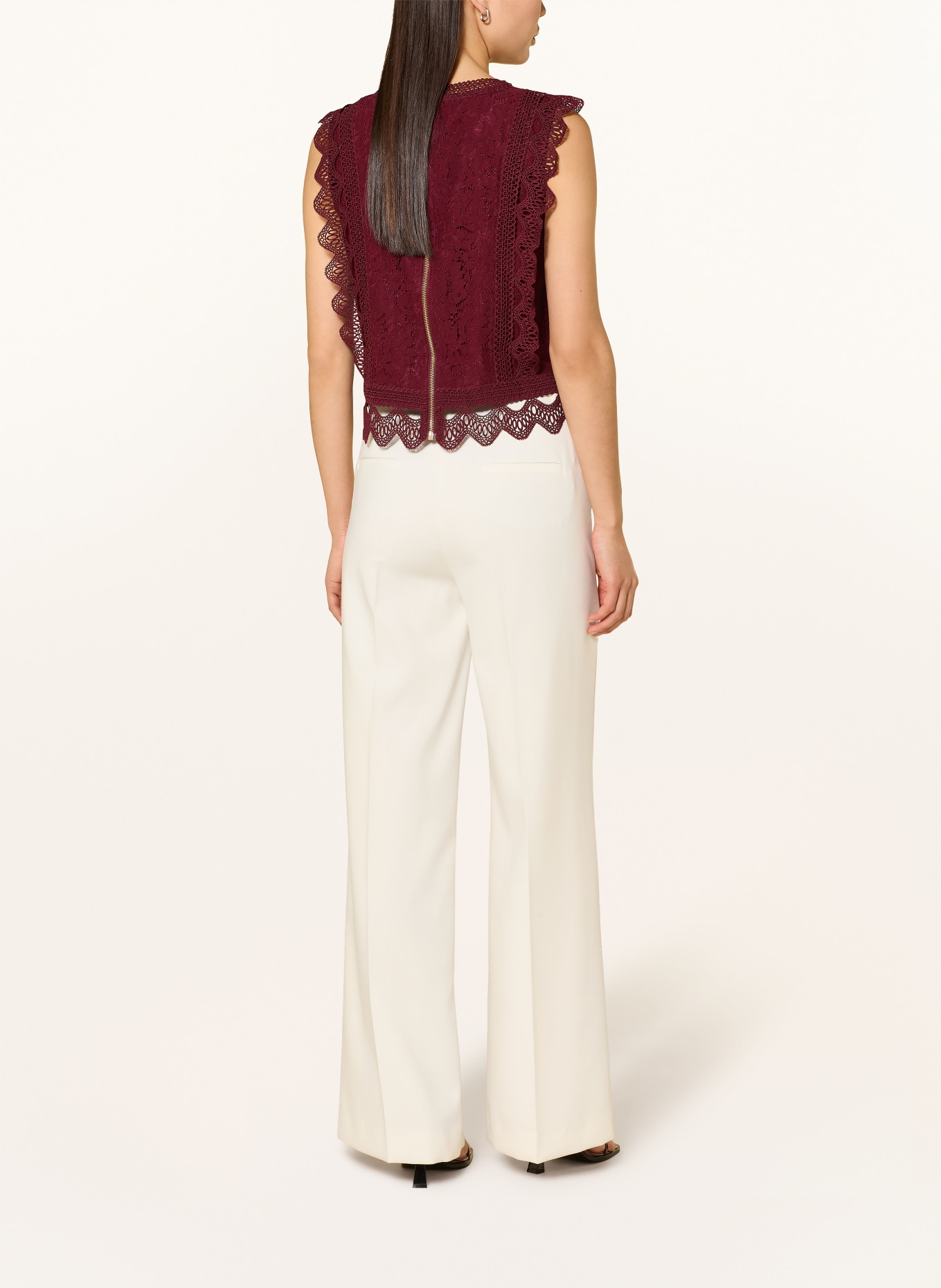 APART haut en dentelle: ROUGE FONCÉ