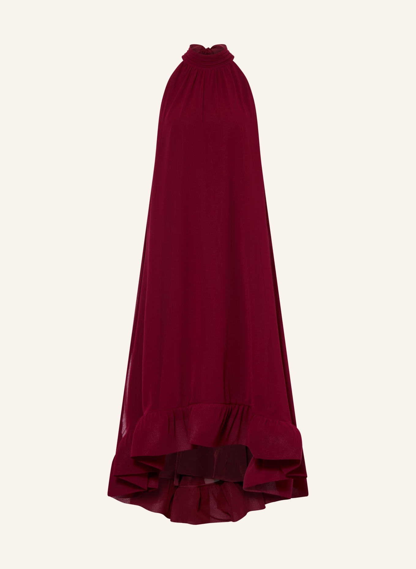 APART Večerní šaty s volány: TMAVĚ ČERVENÁ