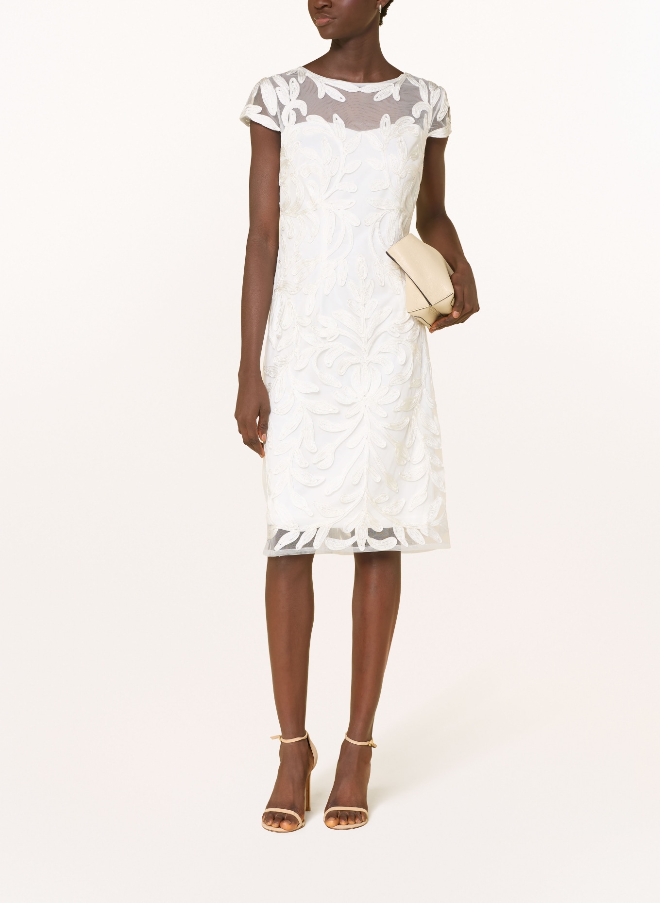 APART Sheath dress with mesh: WHITE