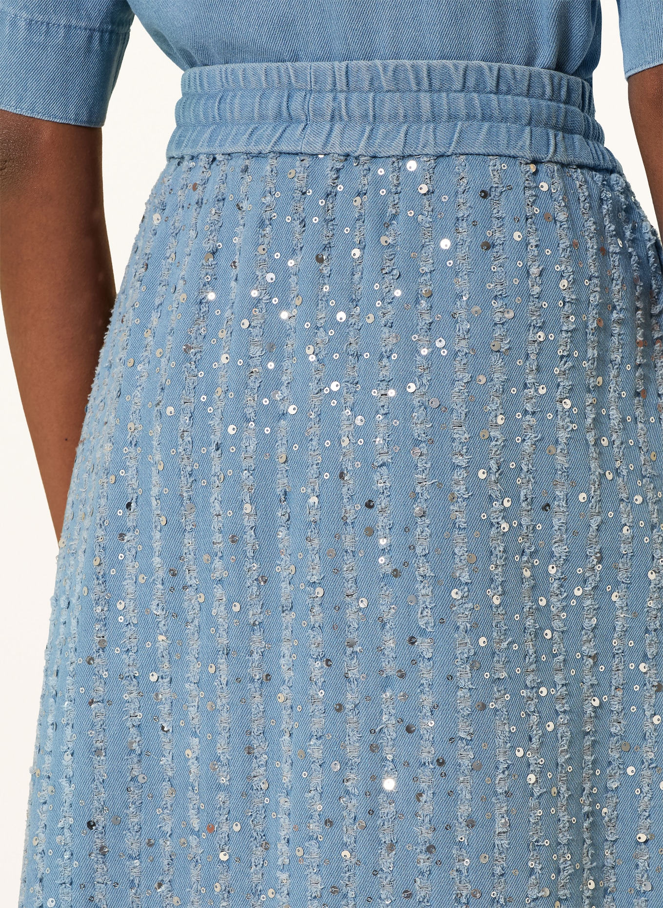 MILANO ITALY Jeansrock mit Pailletten: HELLBLAU