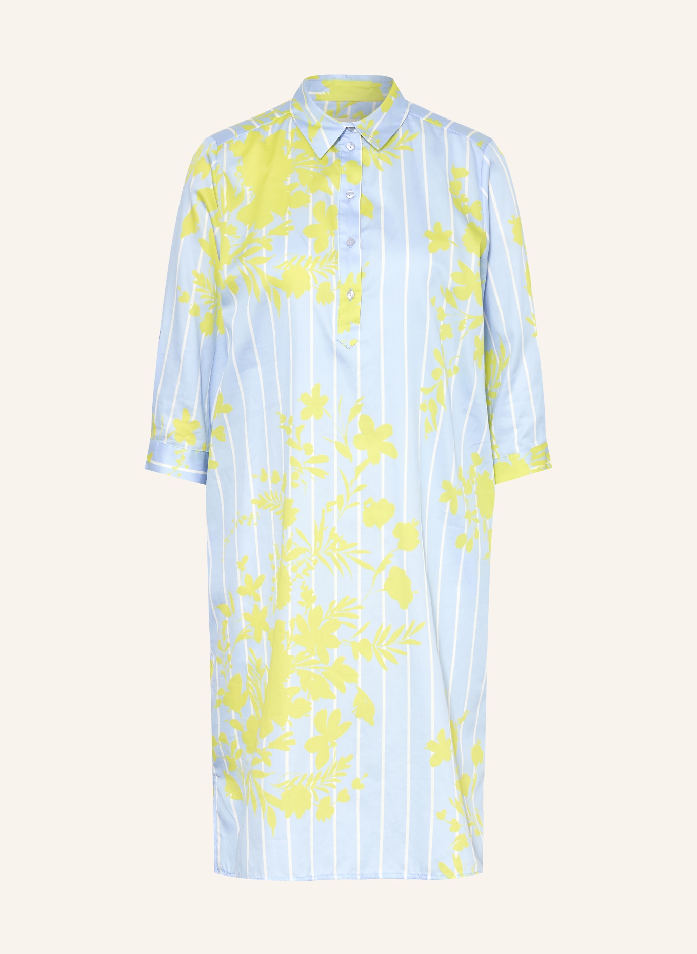 MILANO ITALY Robe chemisier à manches 3/4: BLEU CLAIR / JAUNE / BLANC