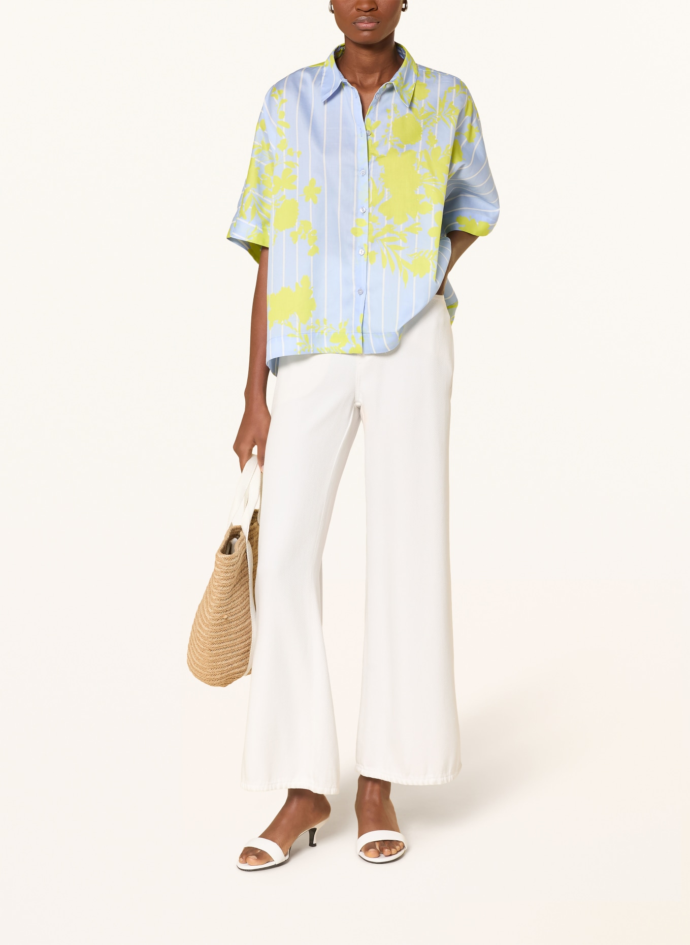 MILANO ITALY Chemise oversize: BLEU CLAIR / JAUNE / BLANC