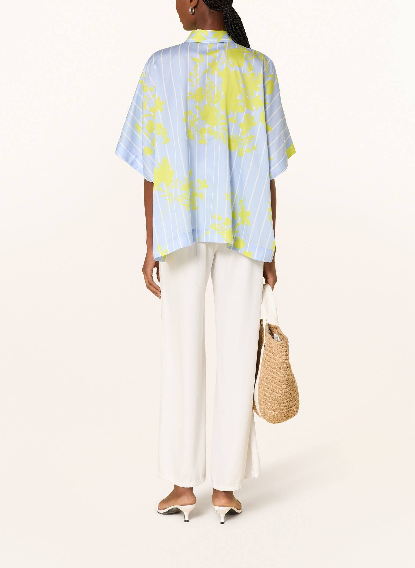 MILANO ITALY Chemise oversize: BLEU CLAIR / JAUNE / BLANC