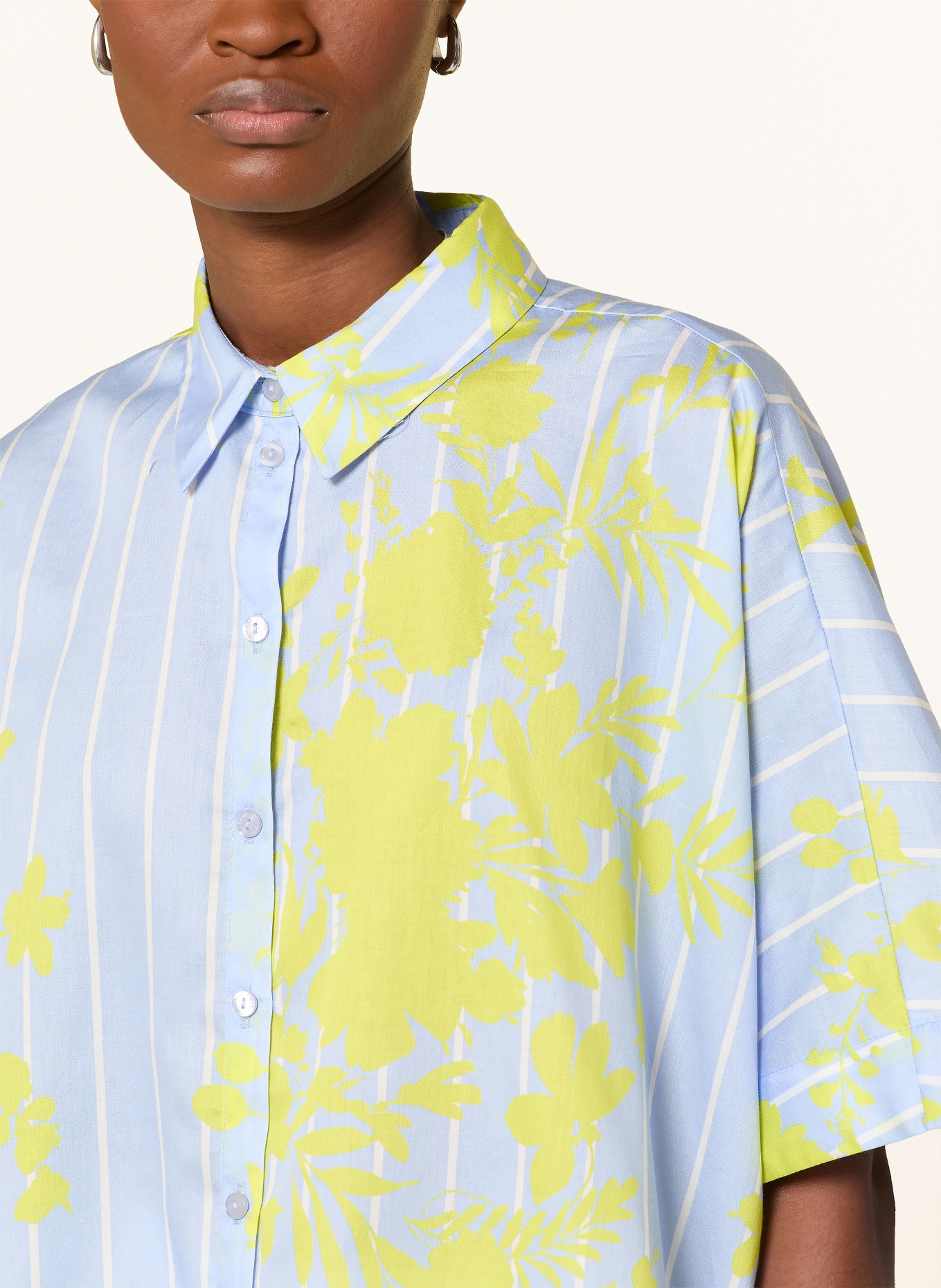 MILANO ITALY Chemise oversize: BLEU CLAIR / JAUNE / BLANC