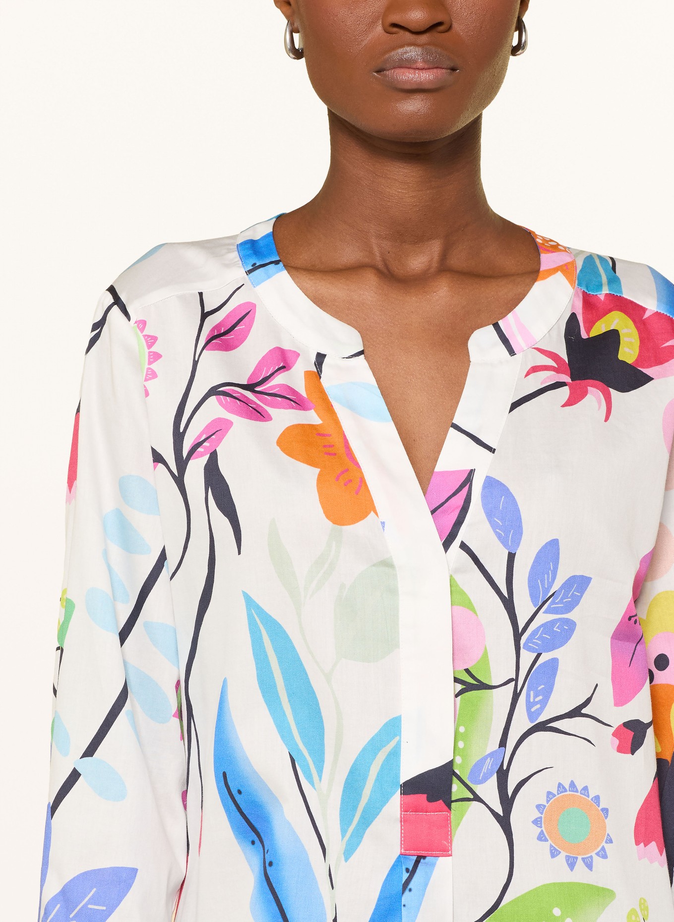 MILANO ITALY Sukienka z rękawami 3/4: BIAŁY / MOCNORÓŻOWY / ZIELONY